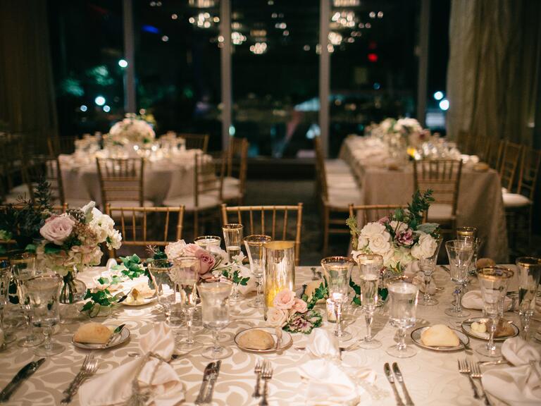 Greige and gold reception tablescape