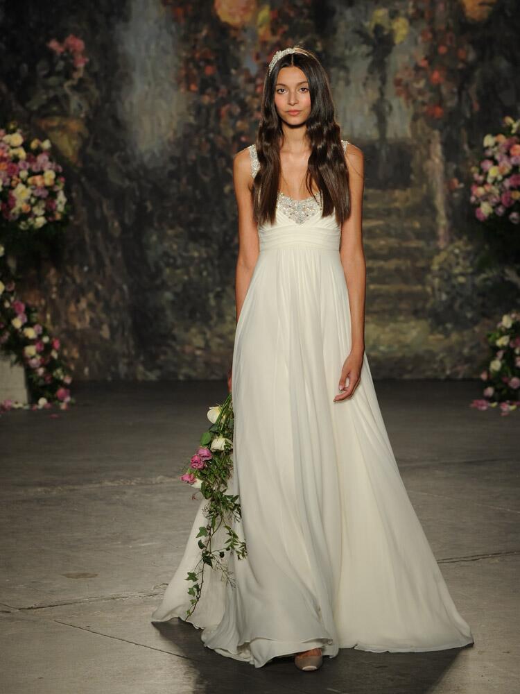 Jenny Packham A-line wedding dress with beaded v-neck and empire waist from Spring 2016