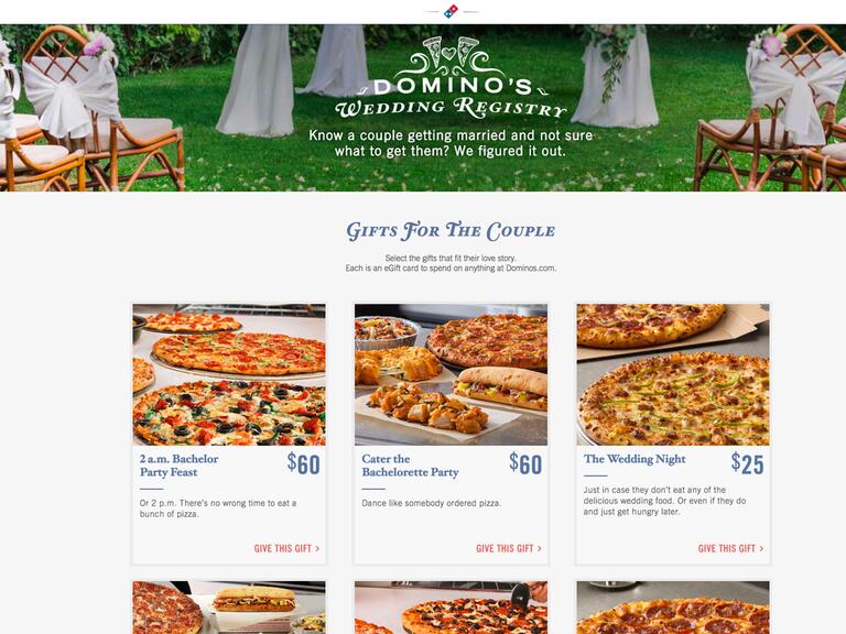 Domino's Wedding Registry