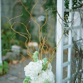 Floral Centerpiece With Pussy Willow And Craspedia
