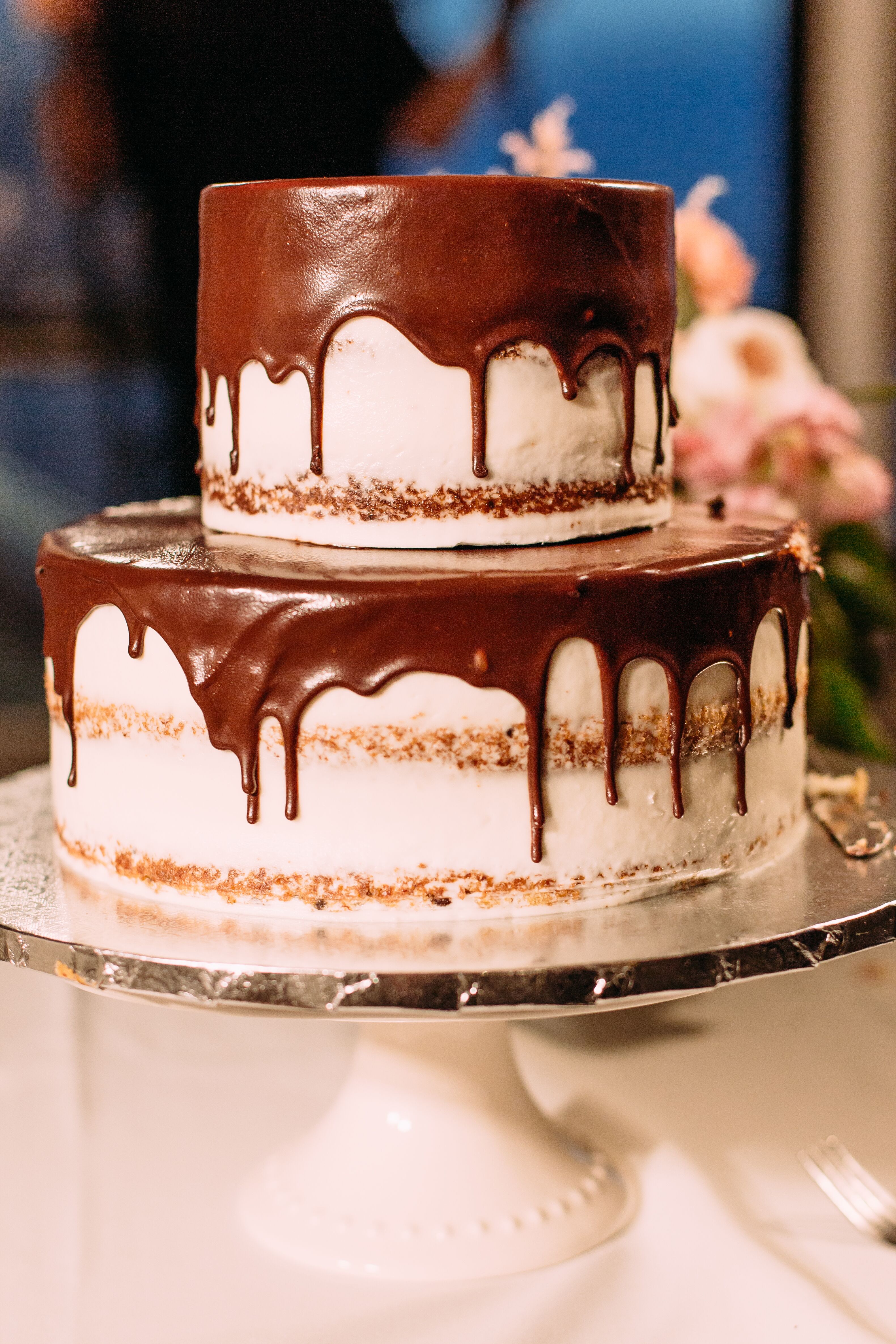 Naked Cake With Chocolate Ganache Drizzle