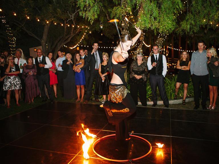 Fire dancer at wedding reception