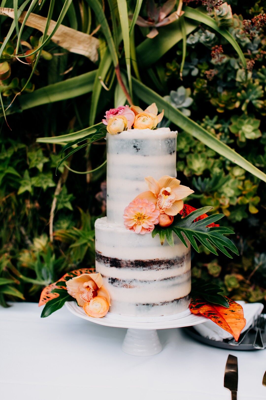 Simple Semi Naked Cake With Flowers