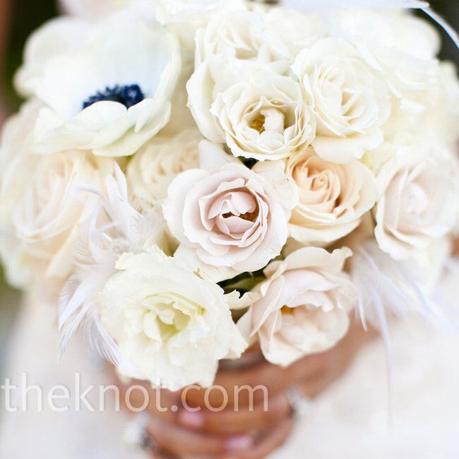 White Flower and Feather Bouquet