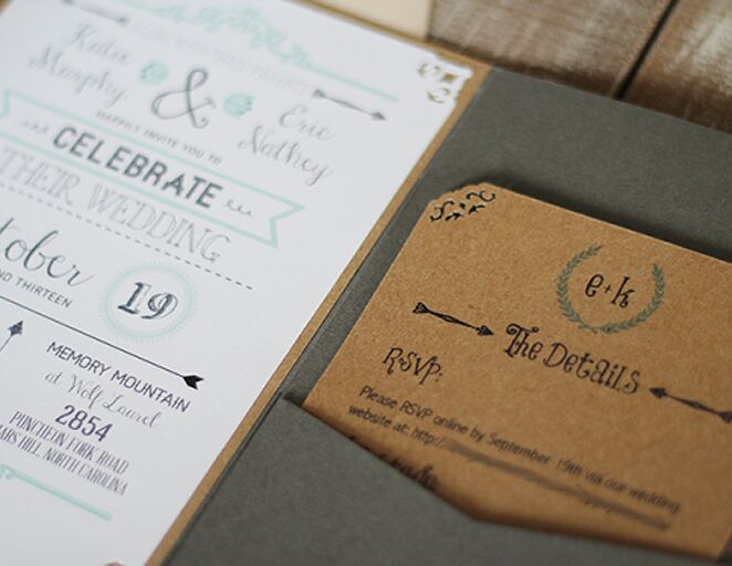 brown kraft paper wedding invitations