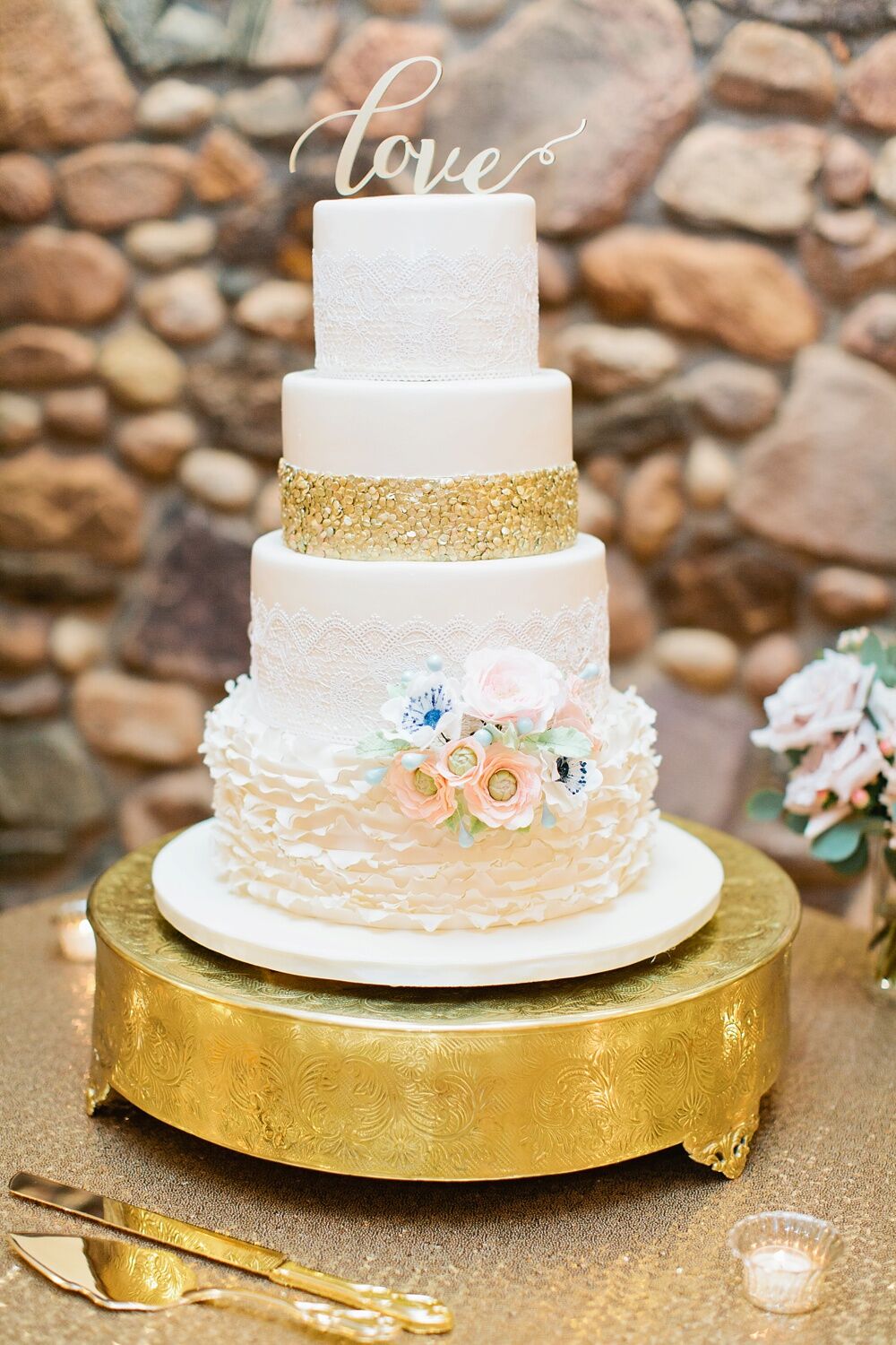 Gold Sequin Wedding Cake