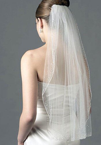 USABride 1 Layer, Crystal & Beaded Veil VB-407 Wedding Veil - The Knot