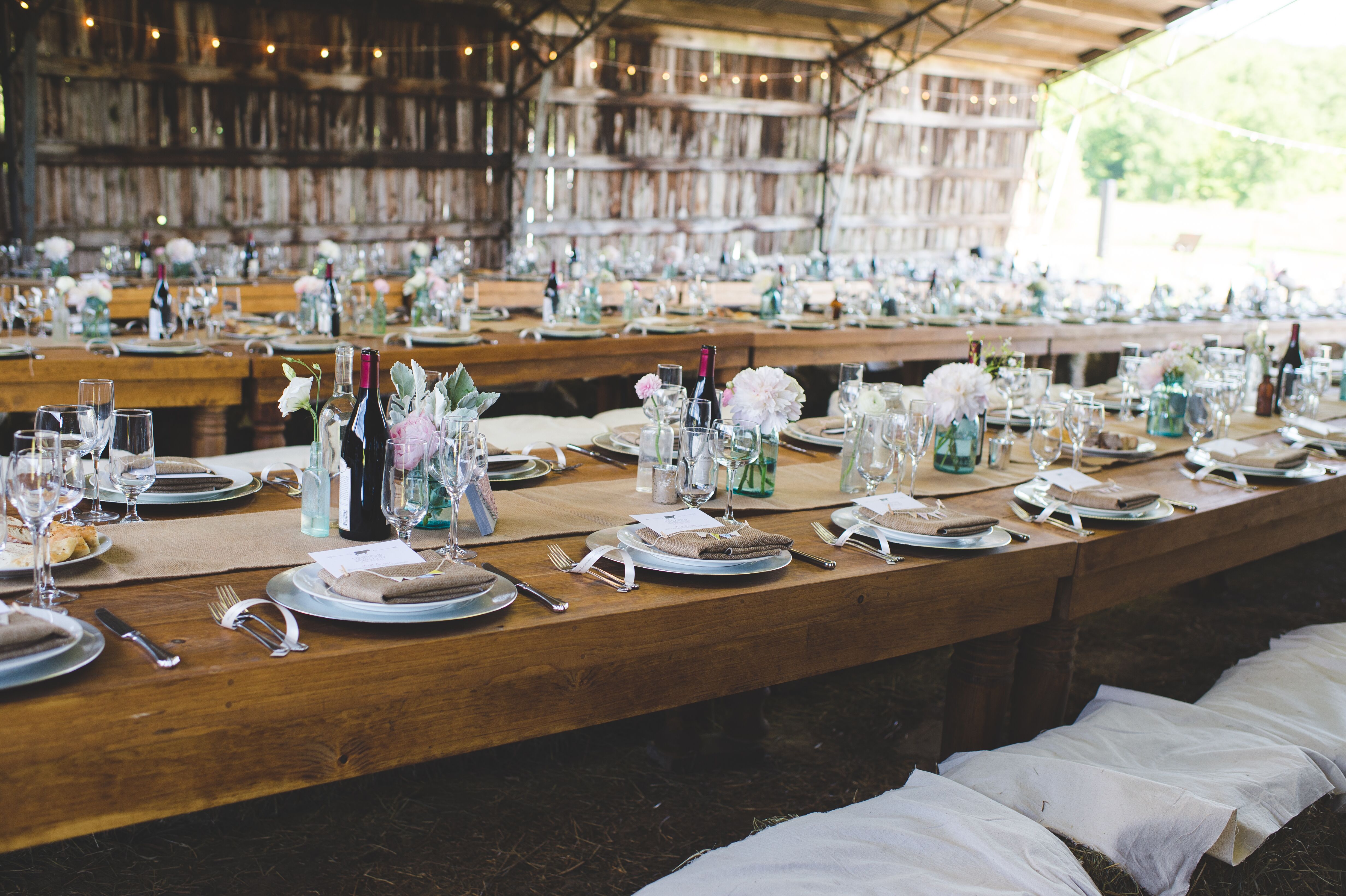 Long Rustic Reception Table