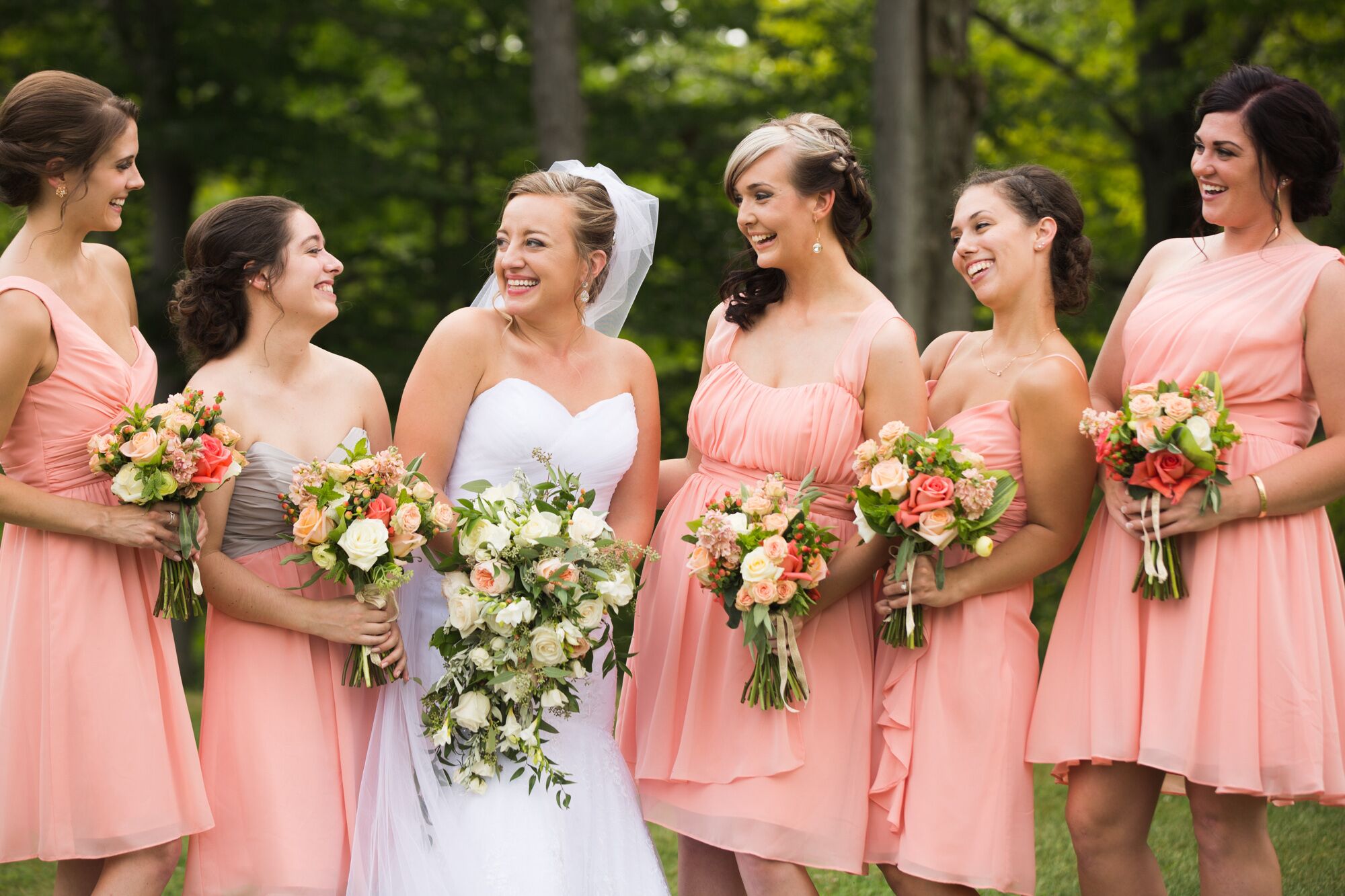 Two Layers Chiffon Top Long Bridesmaid Dress Peach