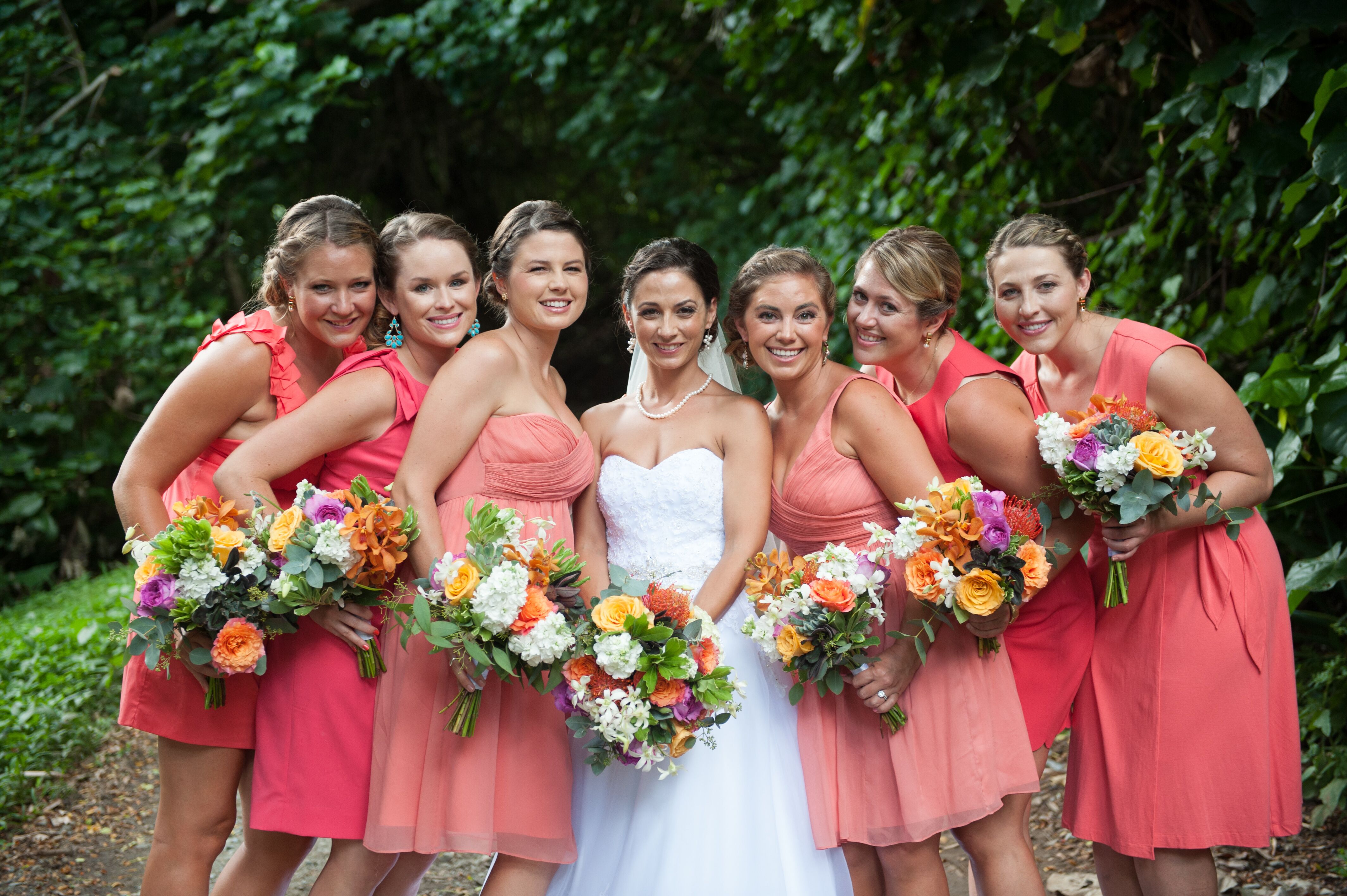 Coral wedding shop dresses for bridesmaids