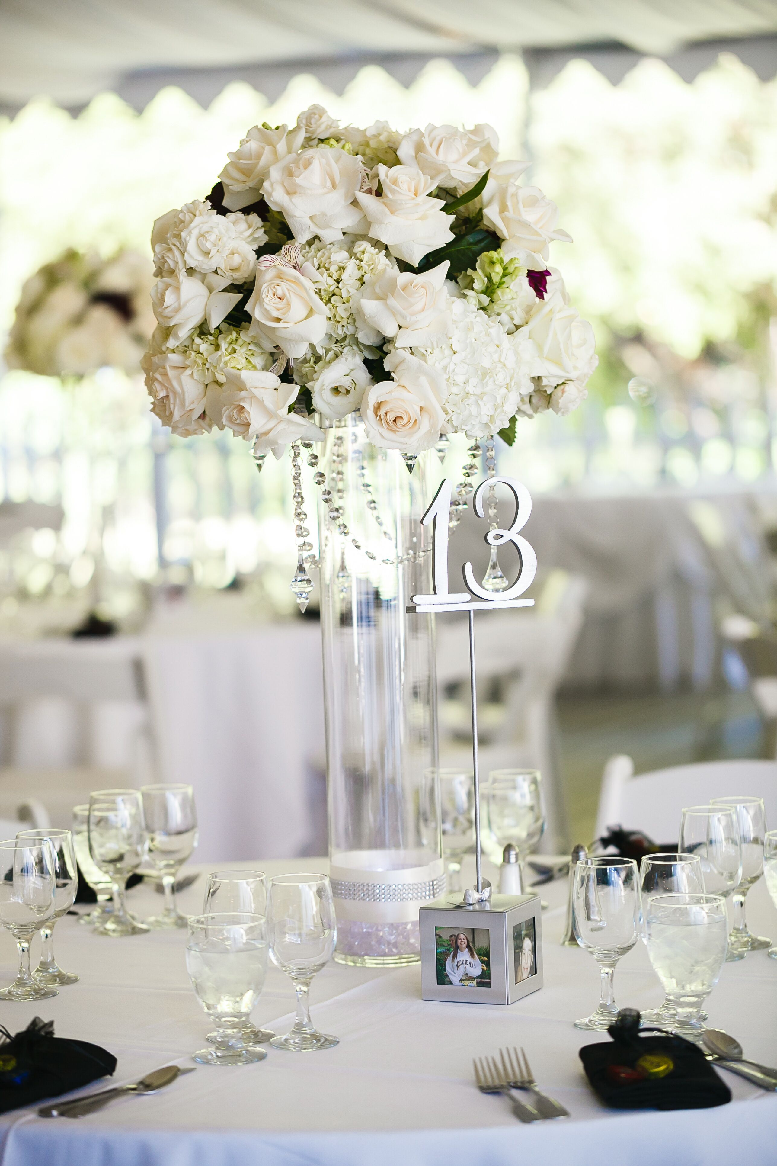 Formal White, Silver and Burgundy Reception Decor