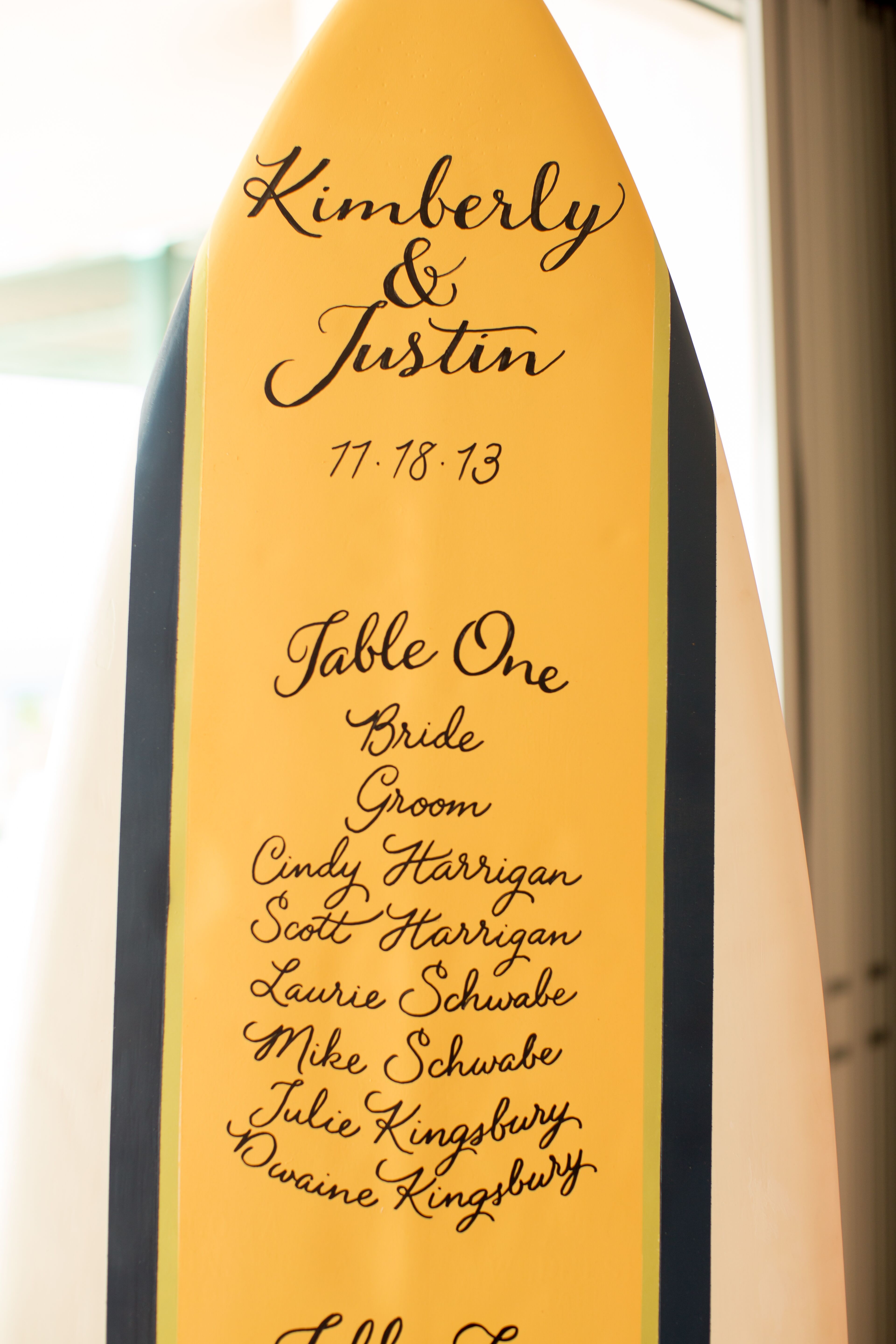 Yellow and Blue Surfboard Seating Chart