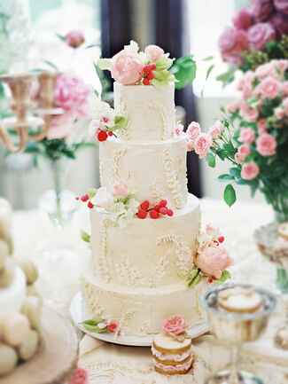 White woodland wedding cake