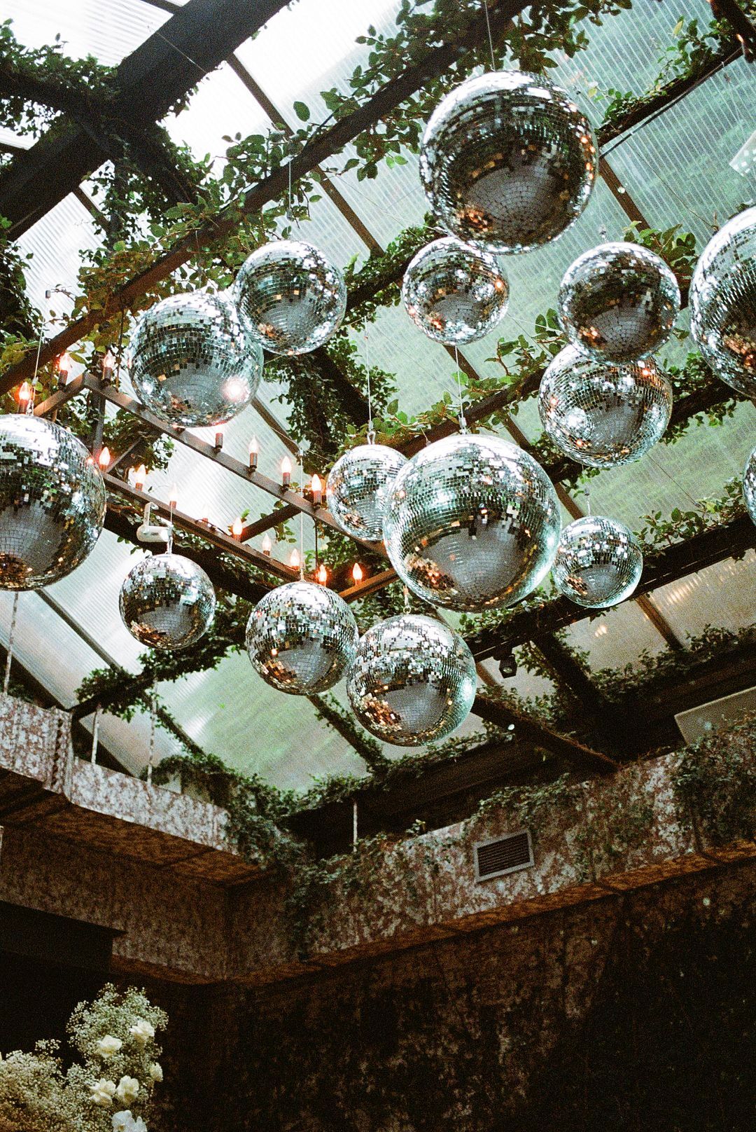 Hanging Greenery Installation in Industrial Reception Space