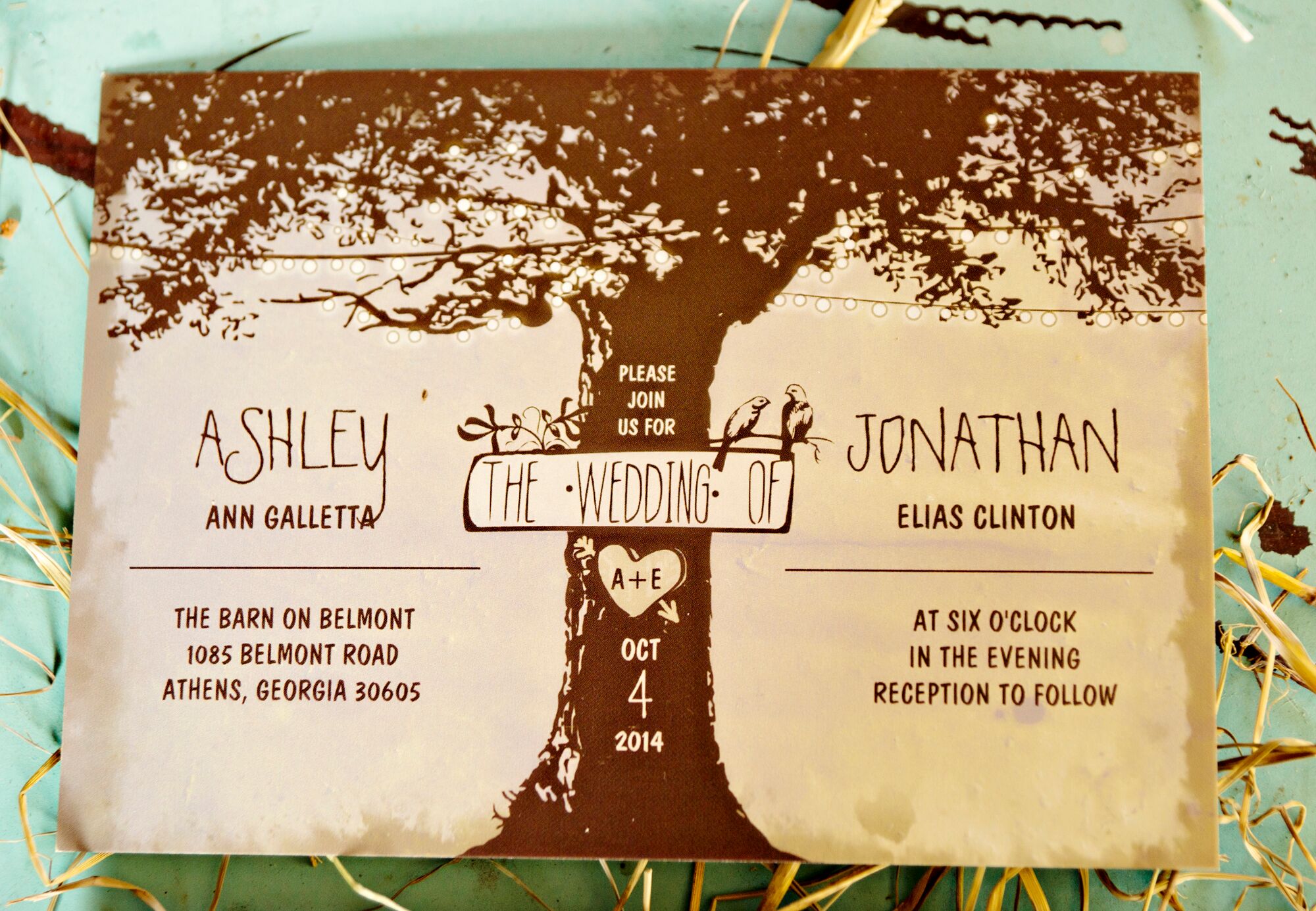 Rustic Tree Neutral Wedding Invitation