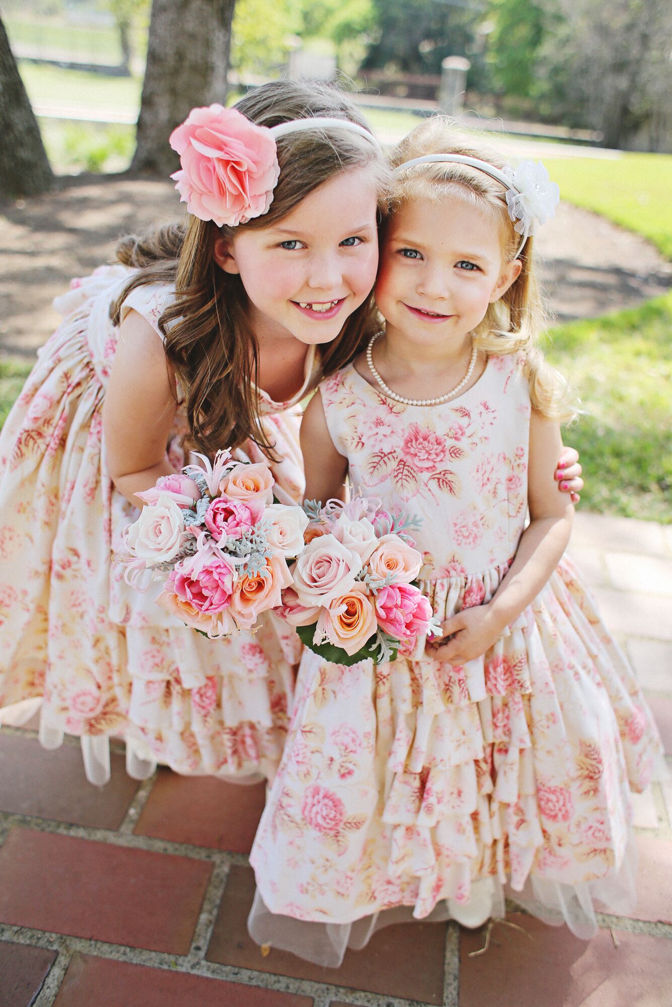 Pink Flower Girls Dress 3D Flowers Floral Print Wedding Party Easter Baby Kids 