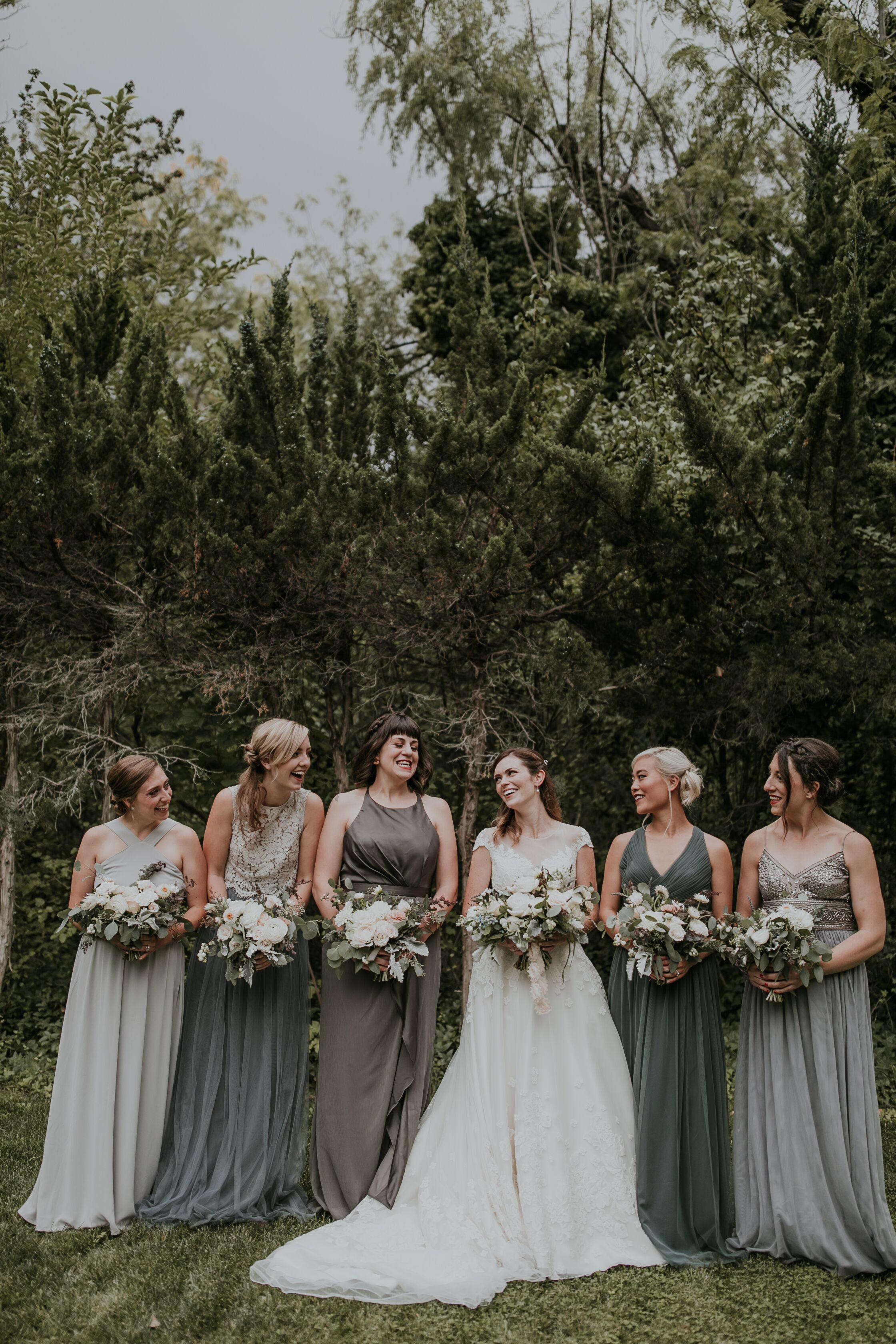 mismatched grey bridesmaid dresses Gray two piece set