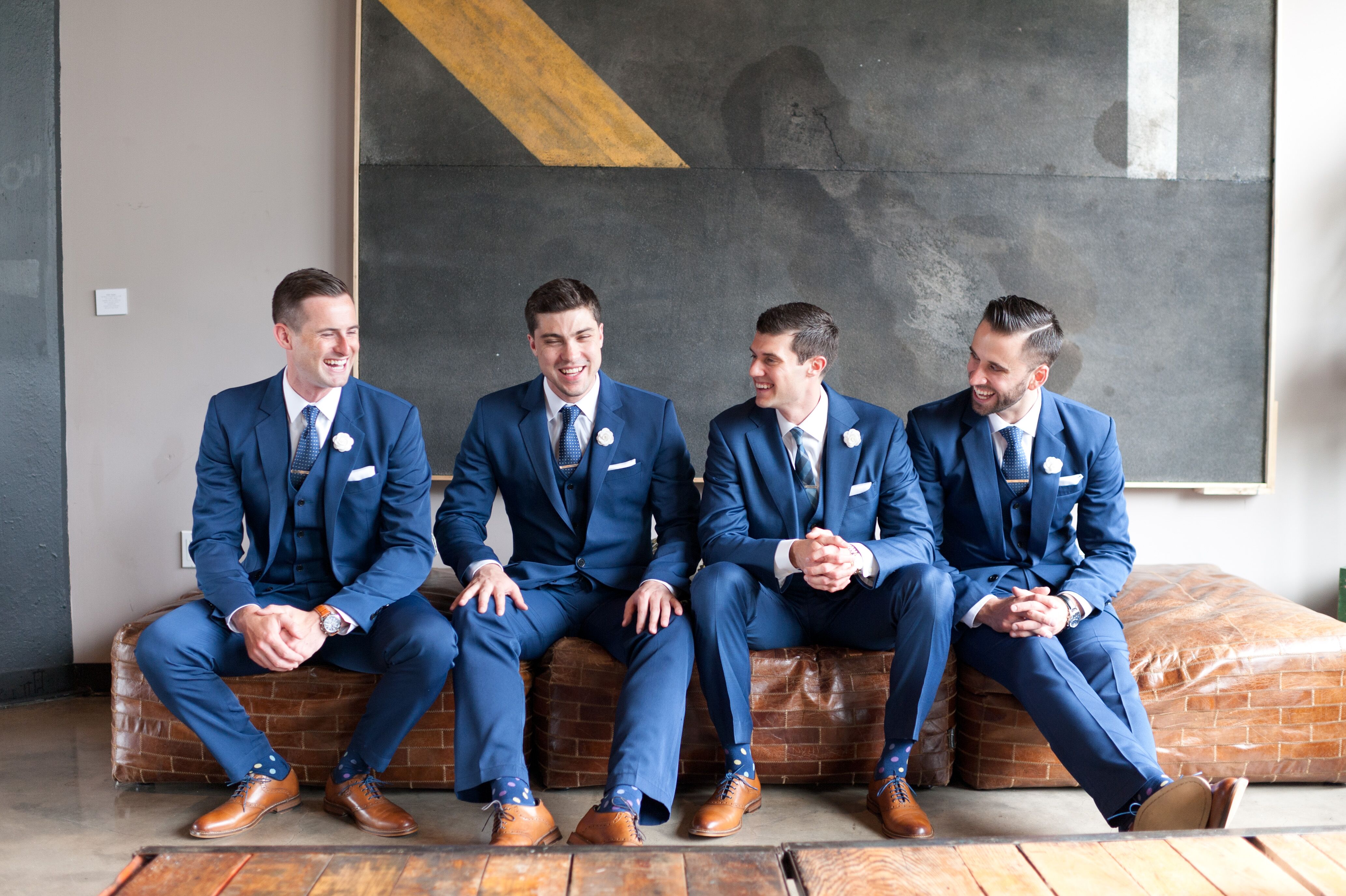 Blue suits outlet groomsmen