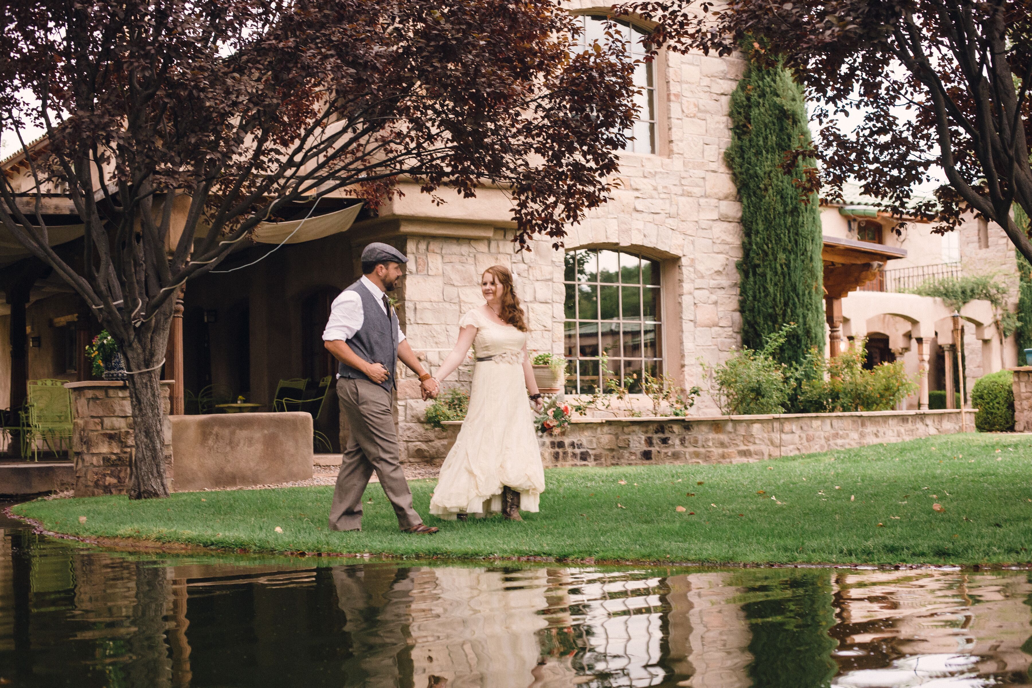 lace wedding dress with cowboy boots