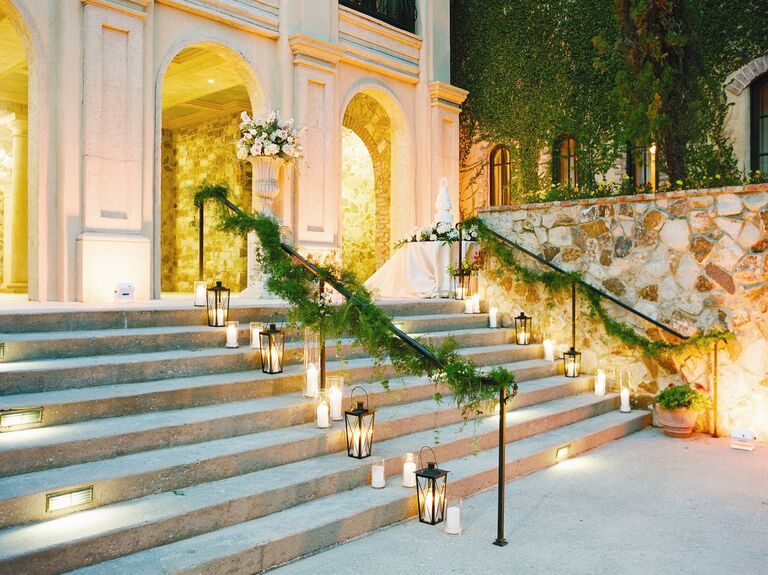 Garland on bannisters for an entry