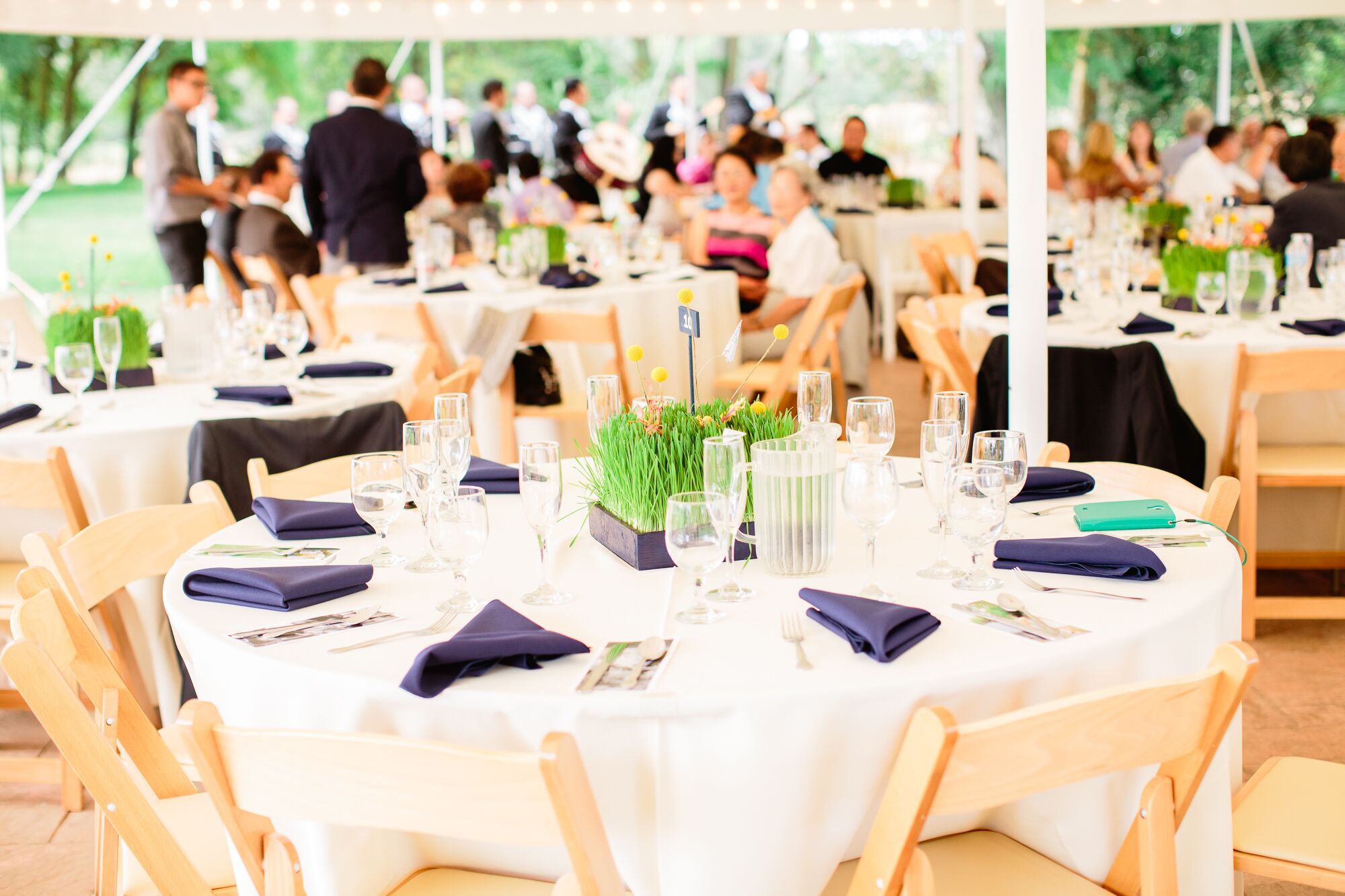 Ivory and Navy Blue Wedding Table Decorations