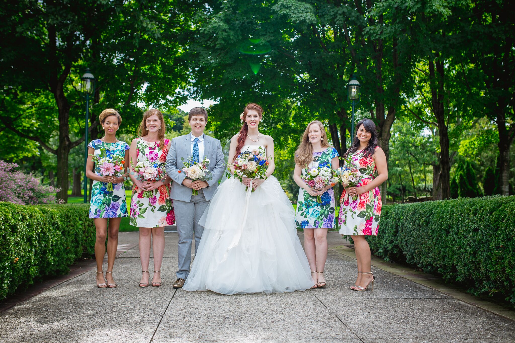 short floral bridesmaid dresses