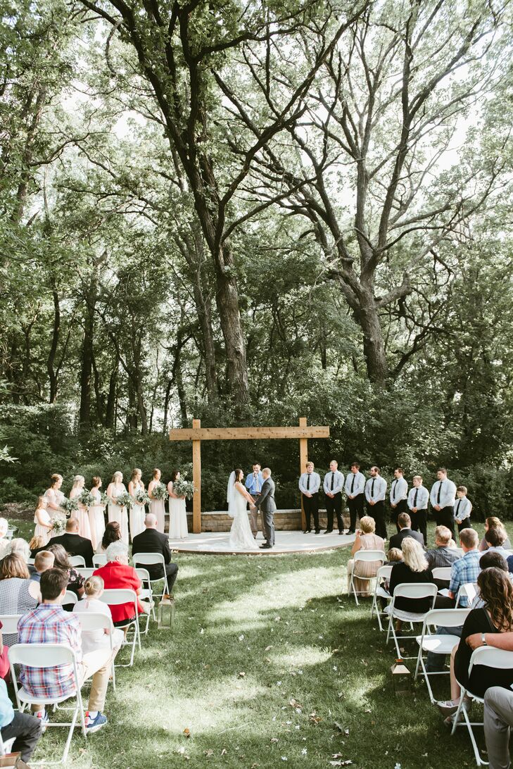  Outdoor  Chic Ceremony with Wood Altar