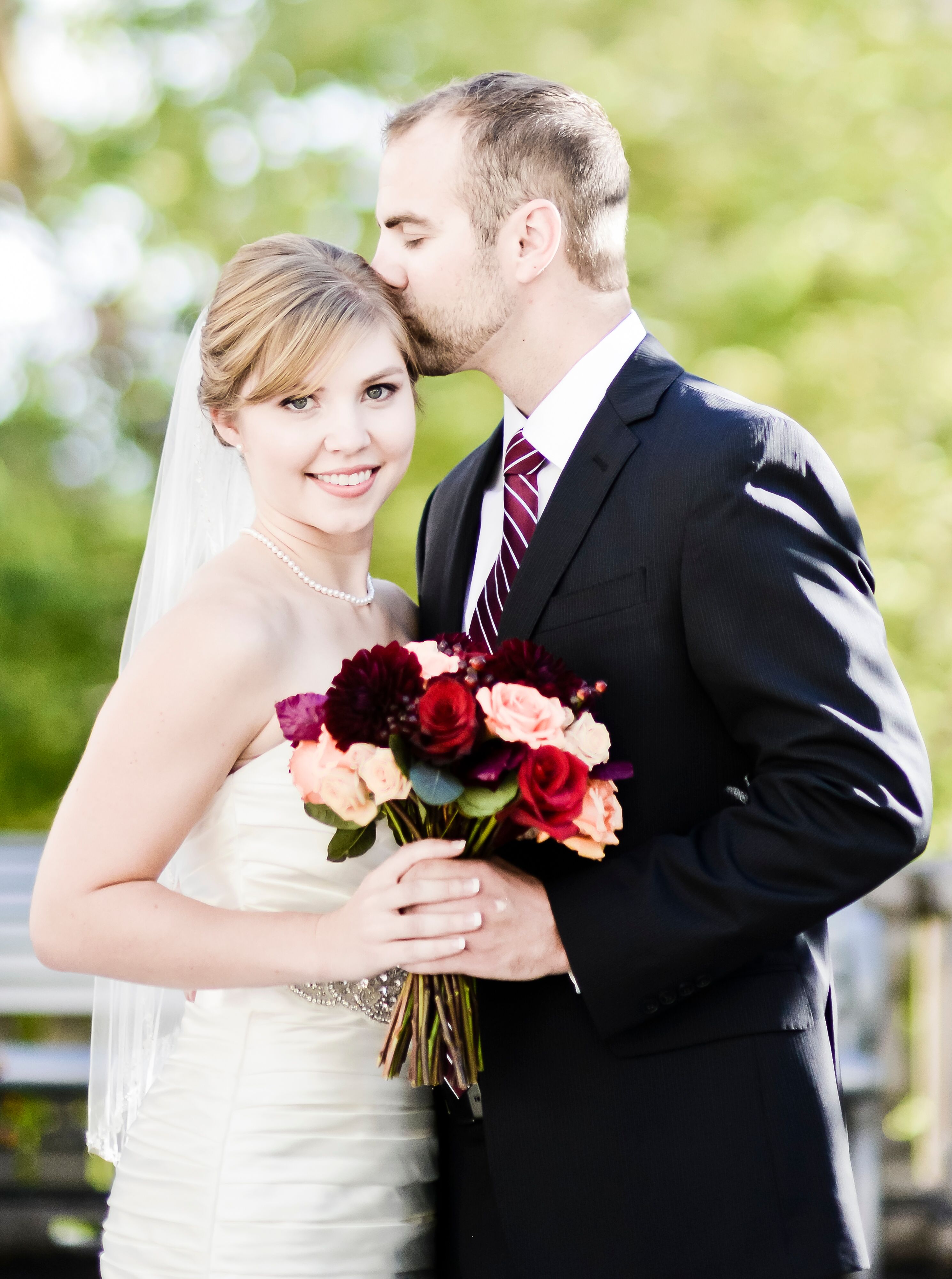 Navy And Burgundy Groomsmen Suits