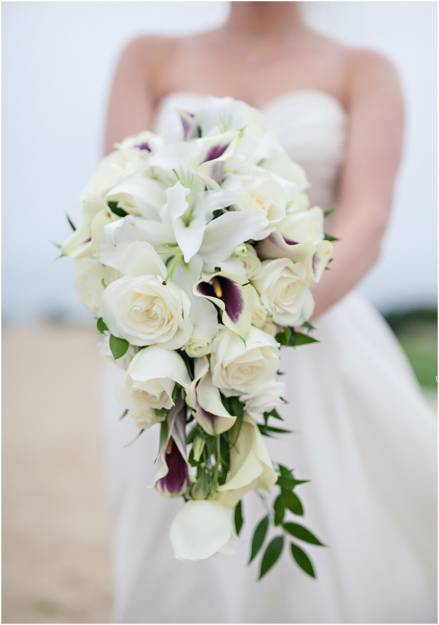 Cascading Rose and Calla Lily Bridal Bouquet