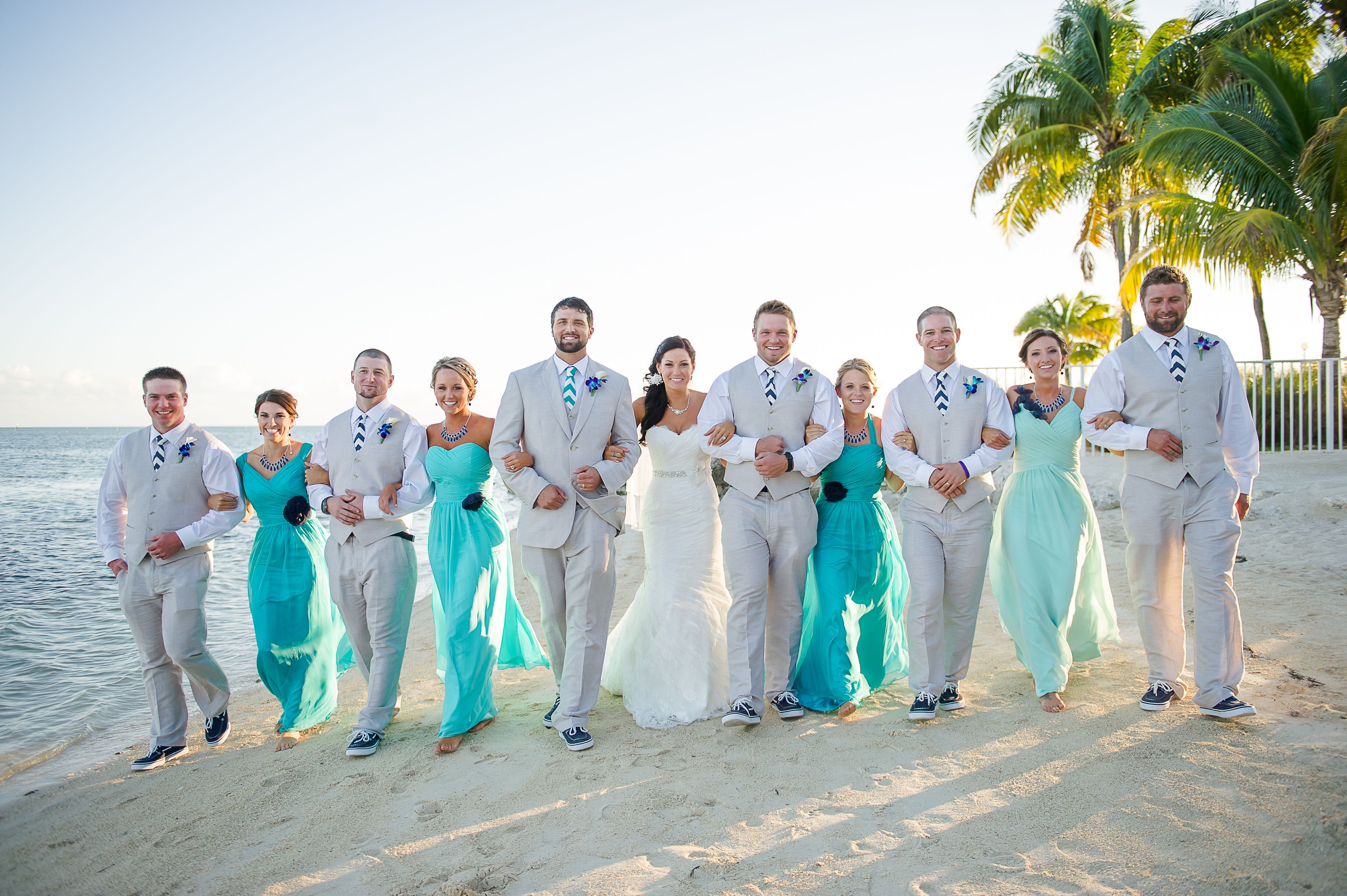 Turquoise and Tan Wedding Party