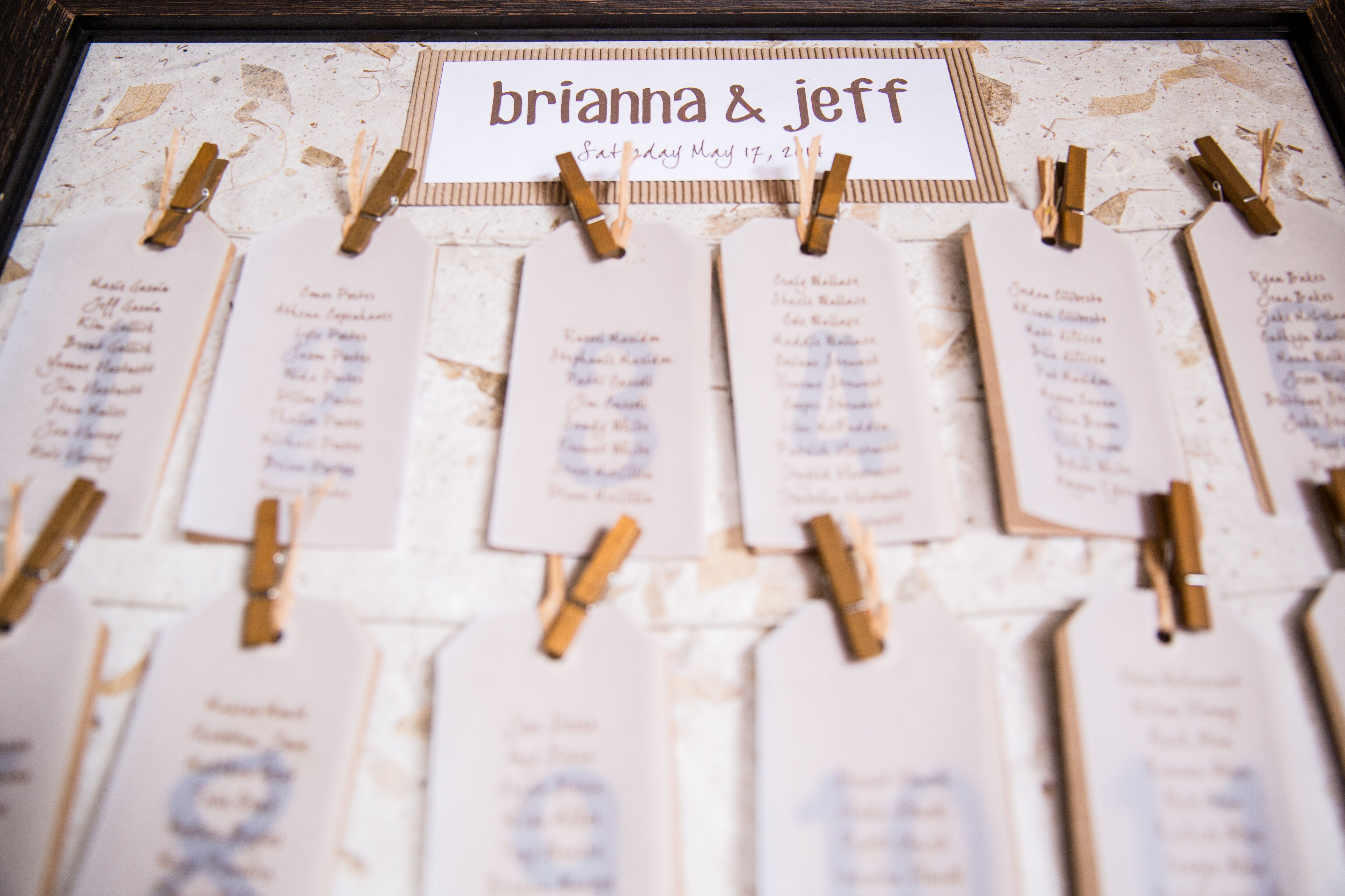 Clothespin and Tag Themed Seating Chart