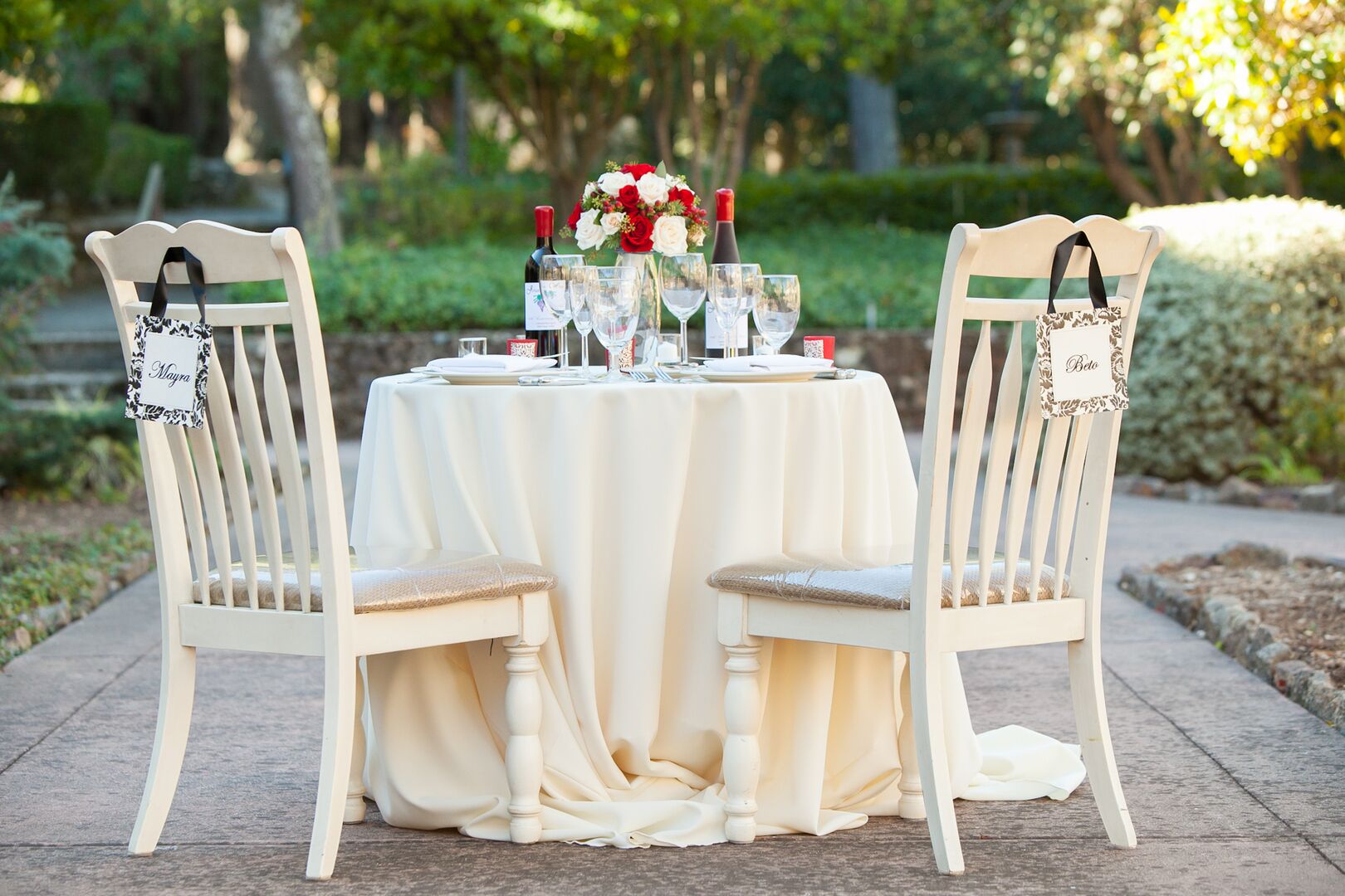 Elegant Ivory Sweetheart Table and Chairs