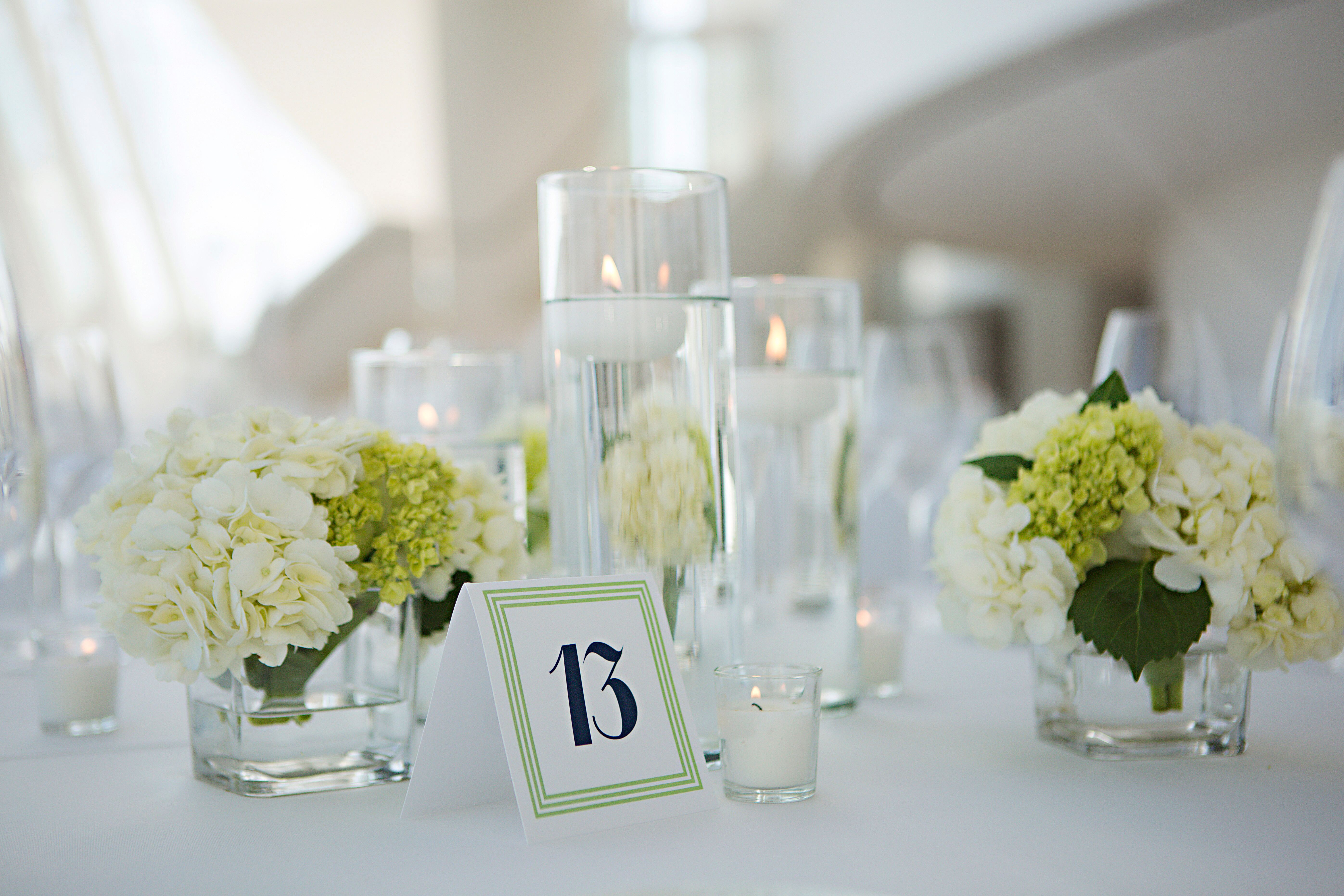 Green And White Wedding Centerpieces