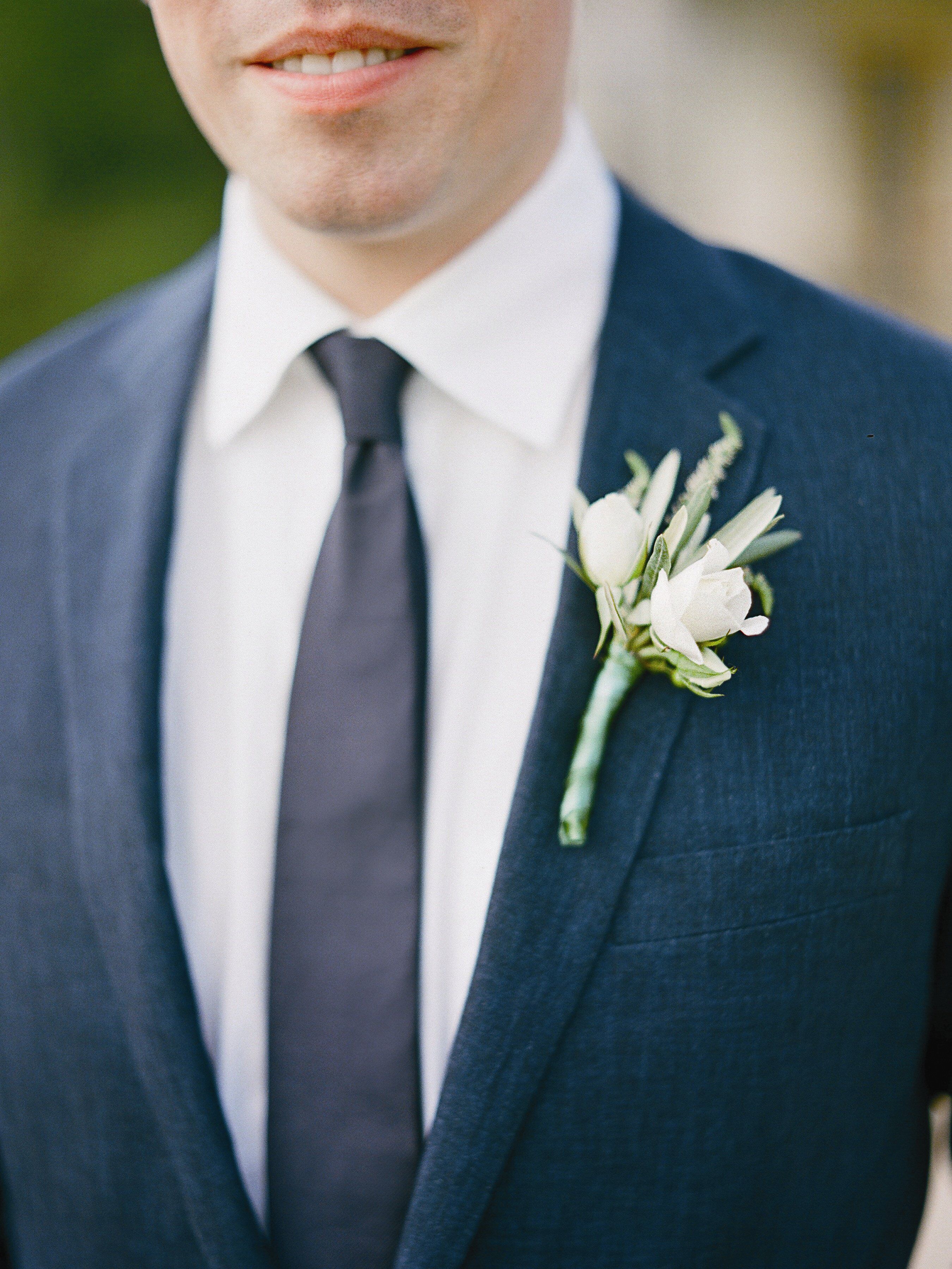 Green and White Boutonniere