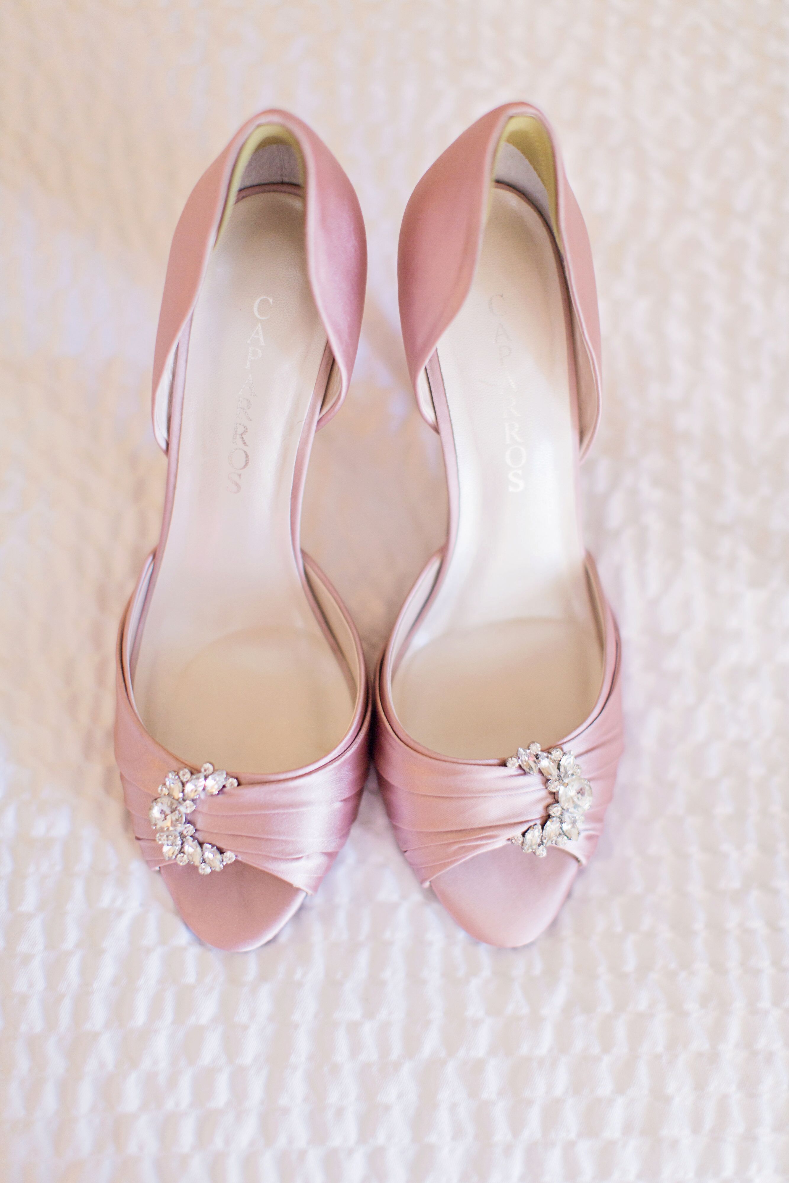 Pink Satin Peep Toe Wedding Shoes