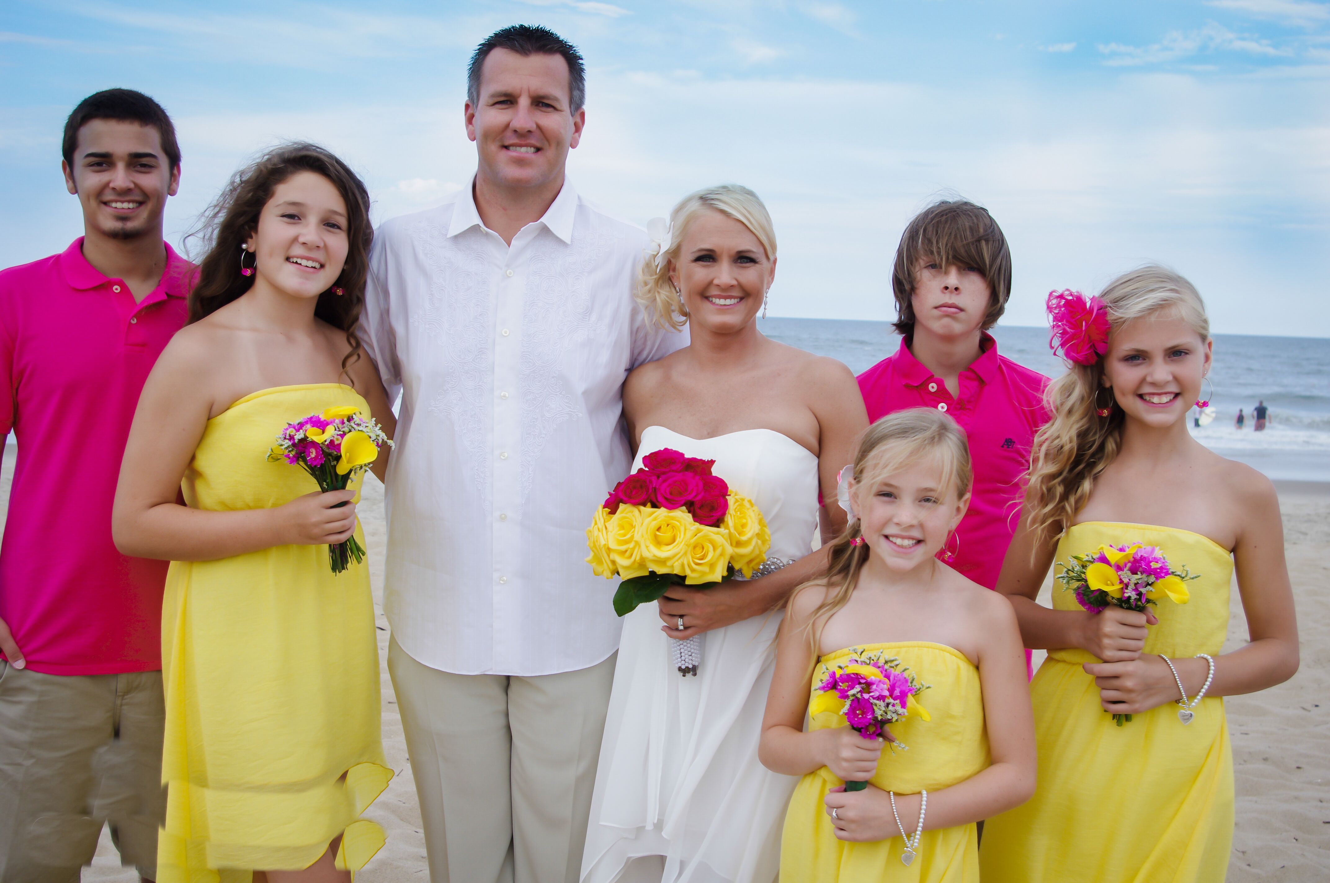 Hot Pink and Yellow Wedding Party