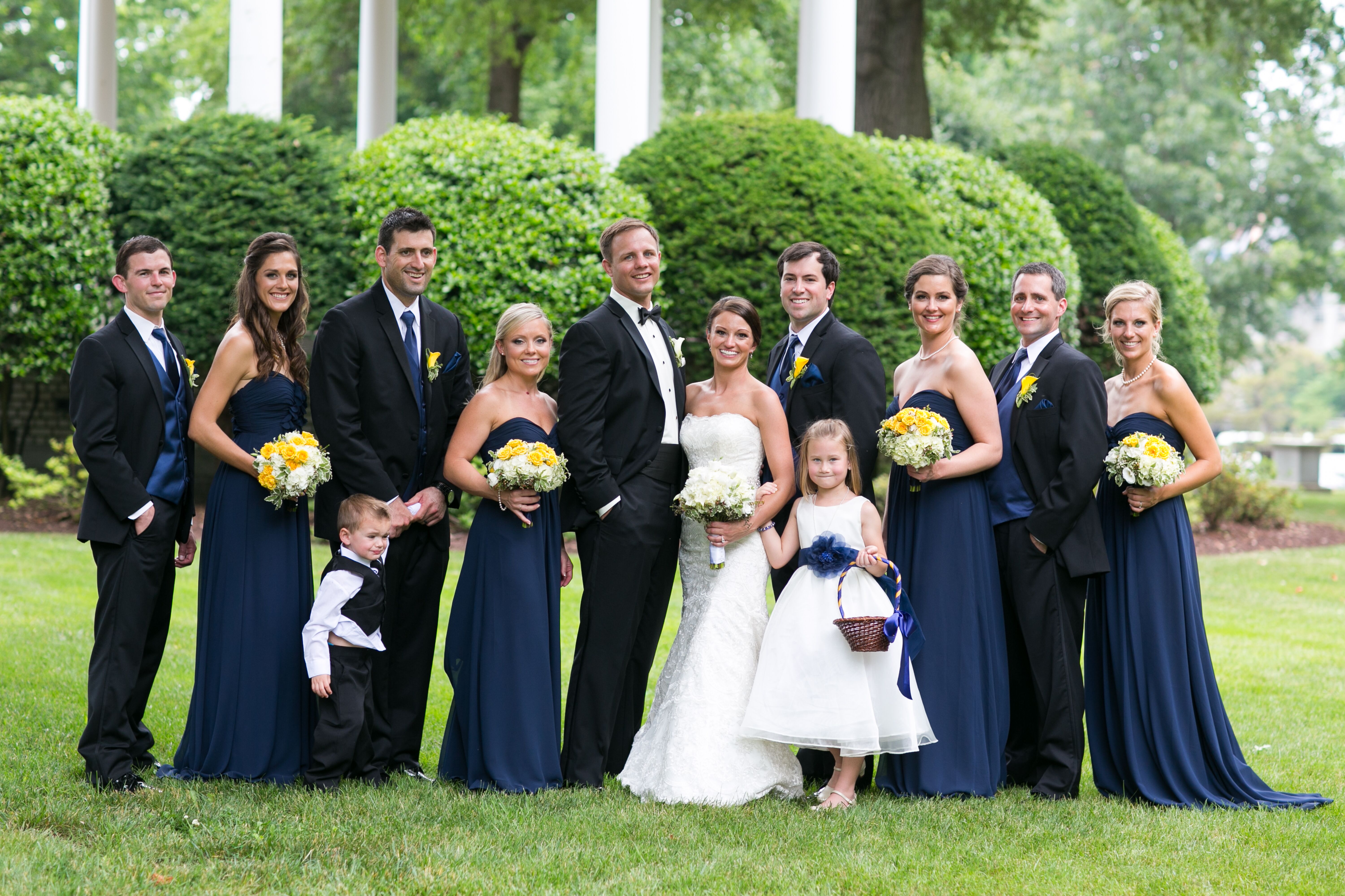 Bill Levkoff Long Navy Bridesmaid Dresses