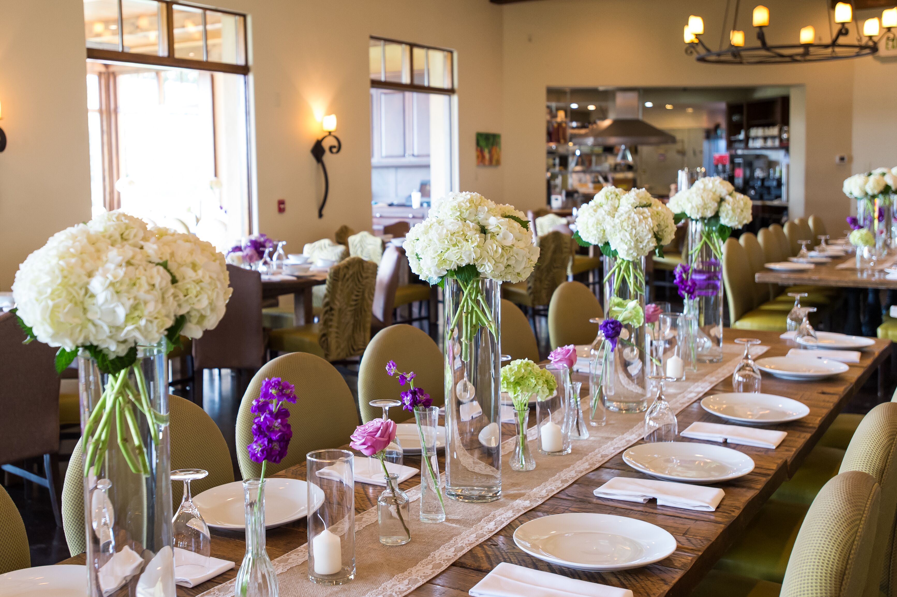 Modern White Hydrangea Centerpieces