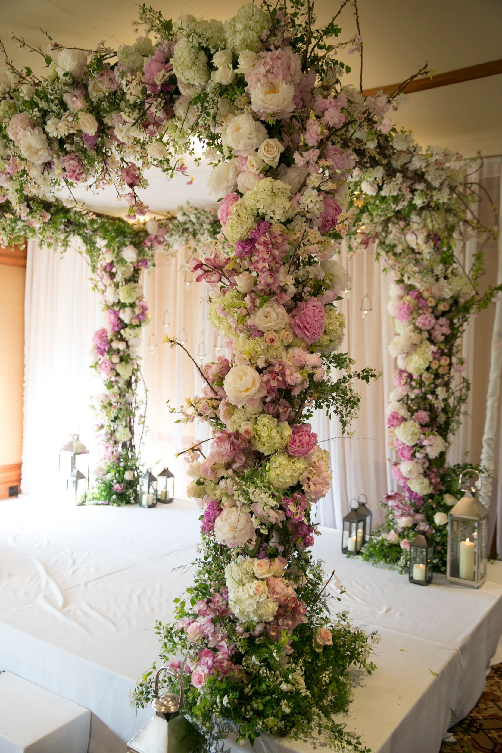 Elegant Pink and Green Floral Chuppah