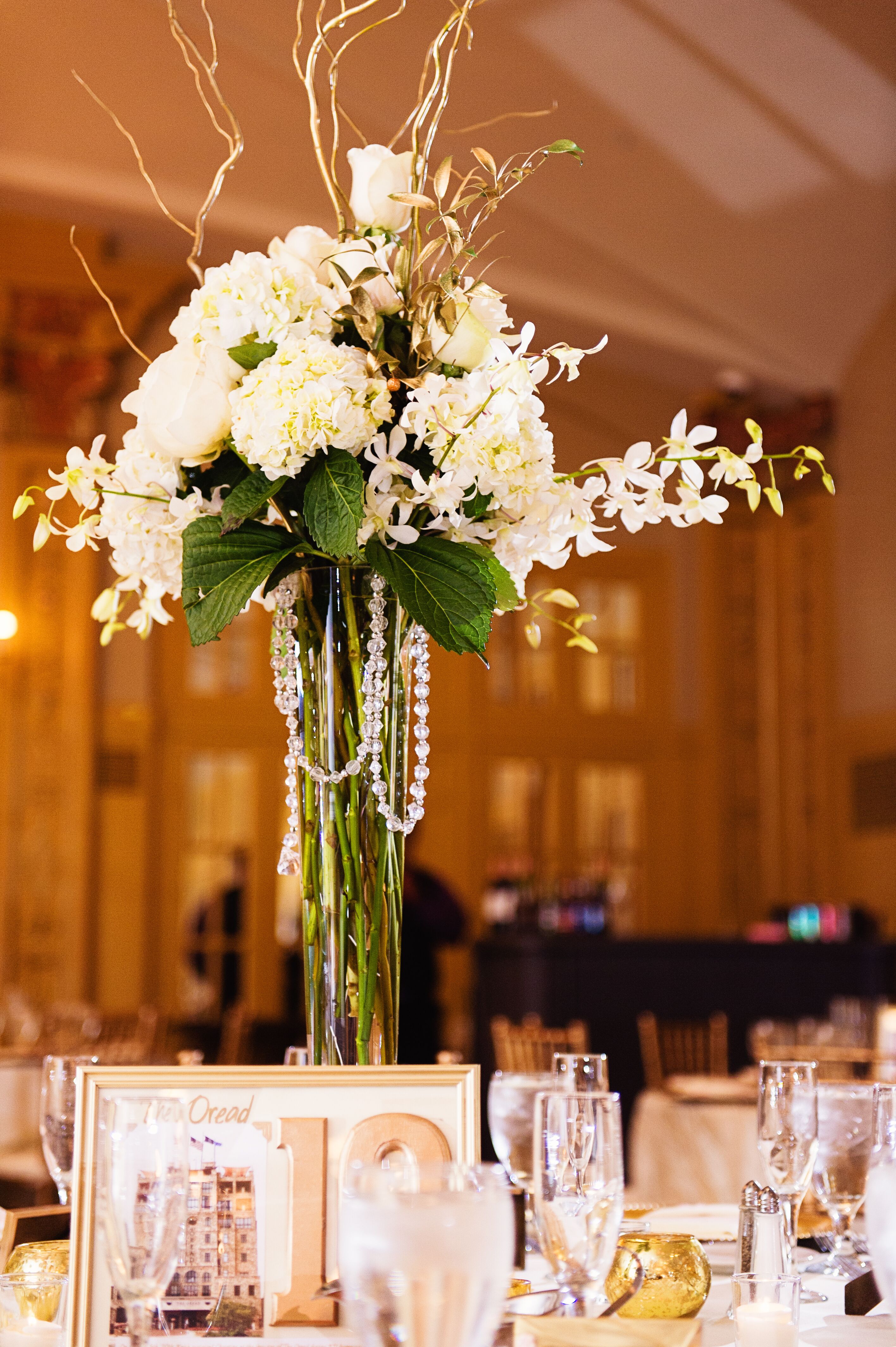 Glamorous Ivory and Gold Tall Centerpieces