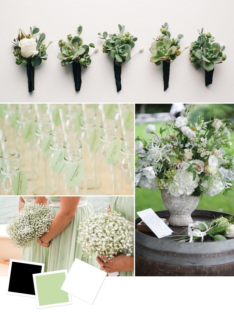 Chic black and pale green wedding color combination