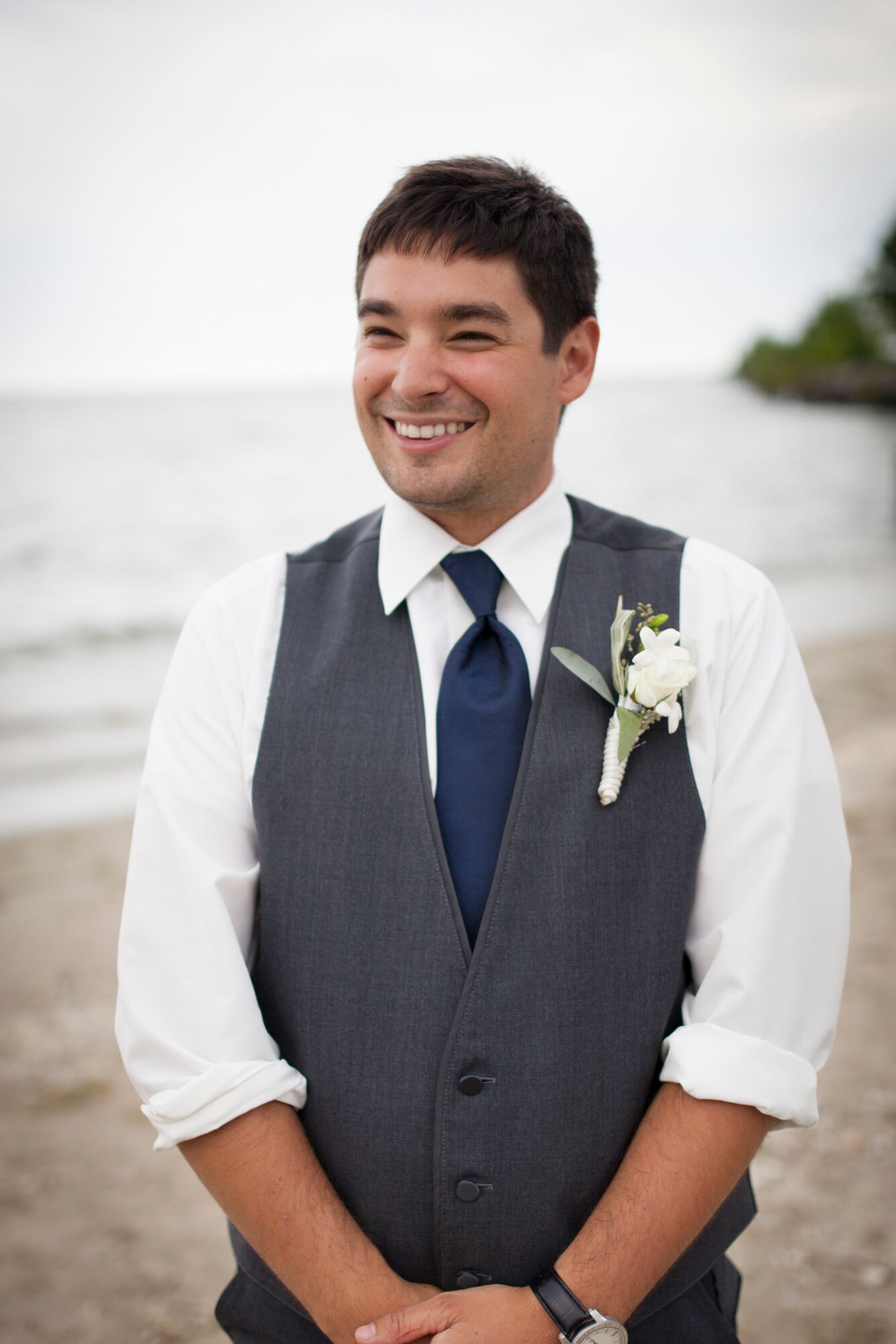 Groom in Gray and Navy