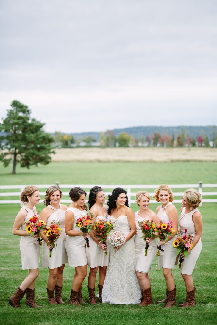 Tan Bridesmaid Dresses With Cowboy Boots 5