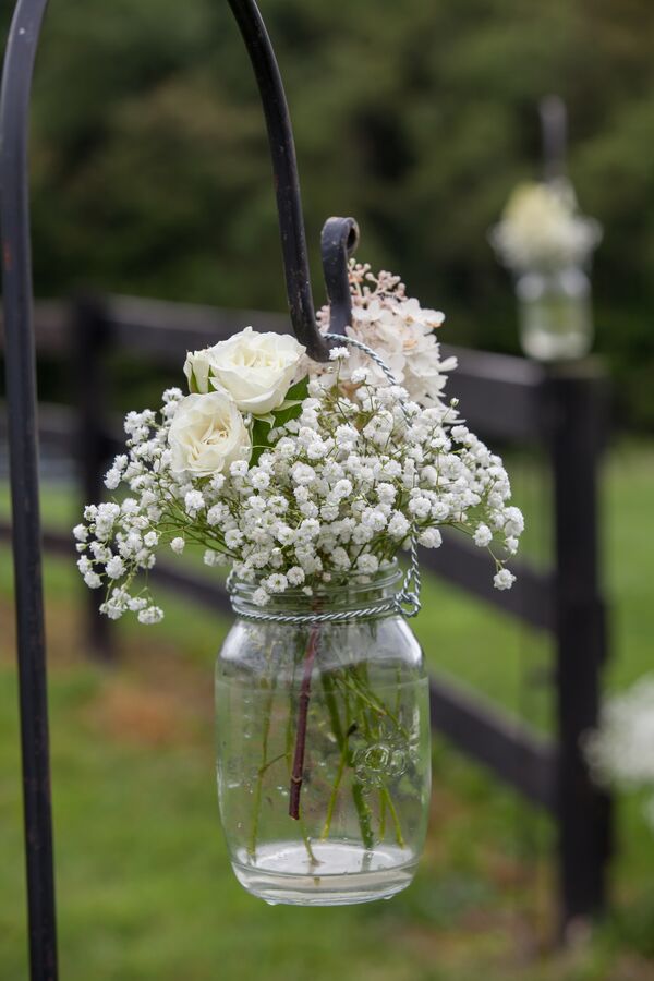 White Rose and Baby's Breath Centerpiece