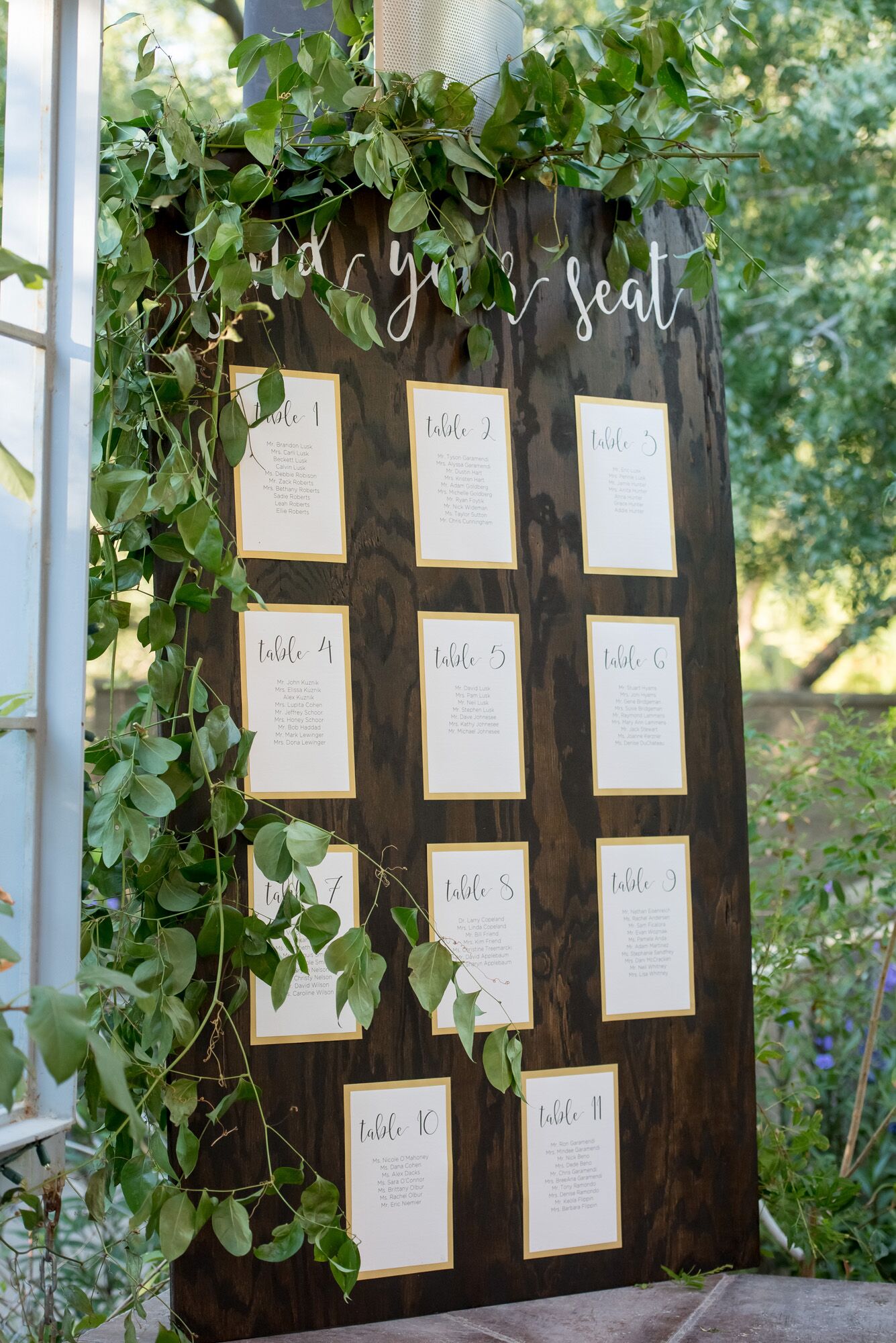 DIY Seating Chart at Garden Reception