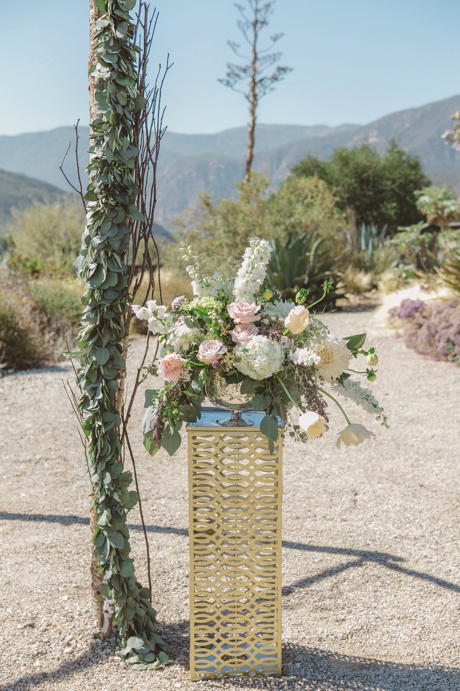 Bronze Aisle Decor For Rustic Outdoor Ceremony