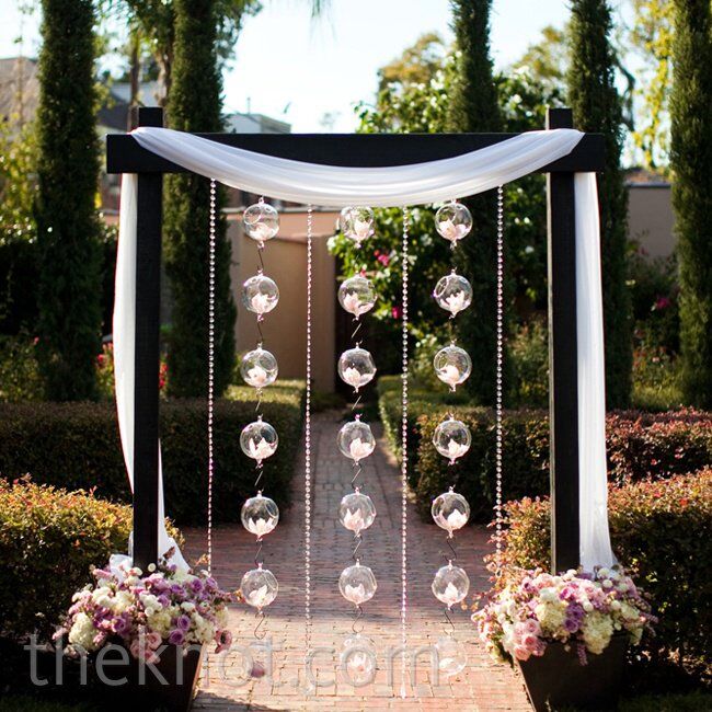 Orchid and Glass Ball Altar Decor