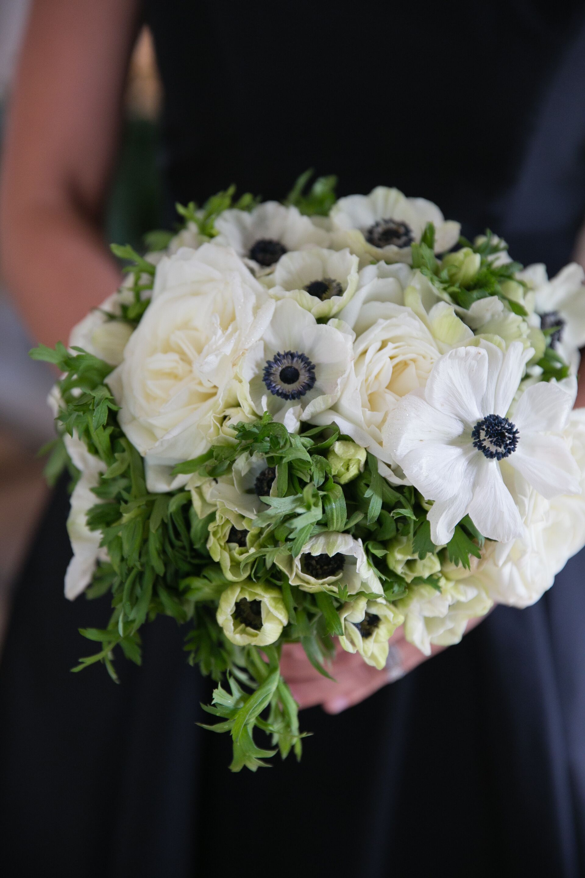 Natural White and Green Anemone Bridal Bouquet