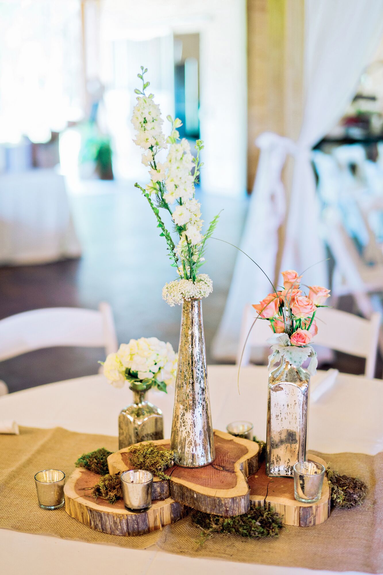 Wood Slab Centerpieces