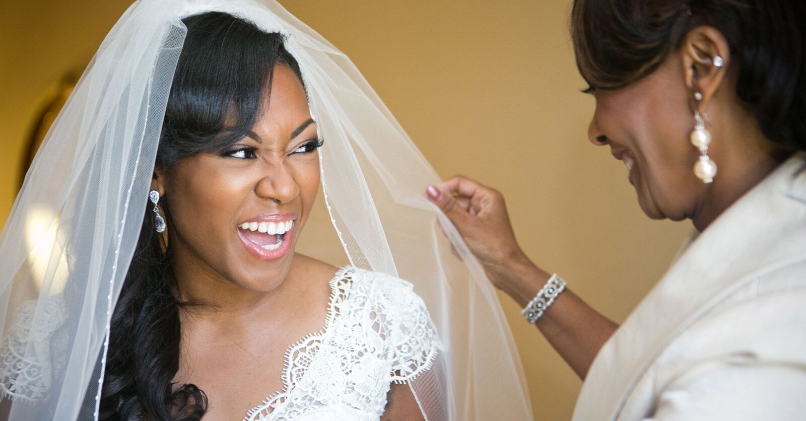 wedding gown and veil